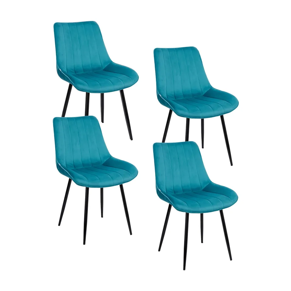 Baroni Home set 4 sedie velluto blu petrolio 53x86 cm
