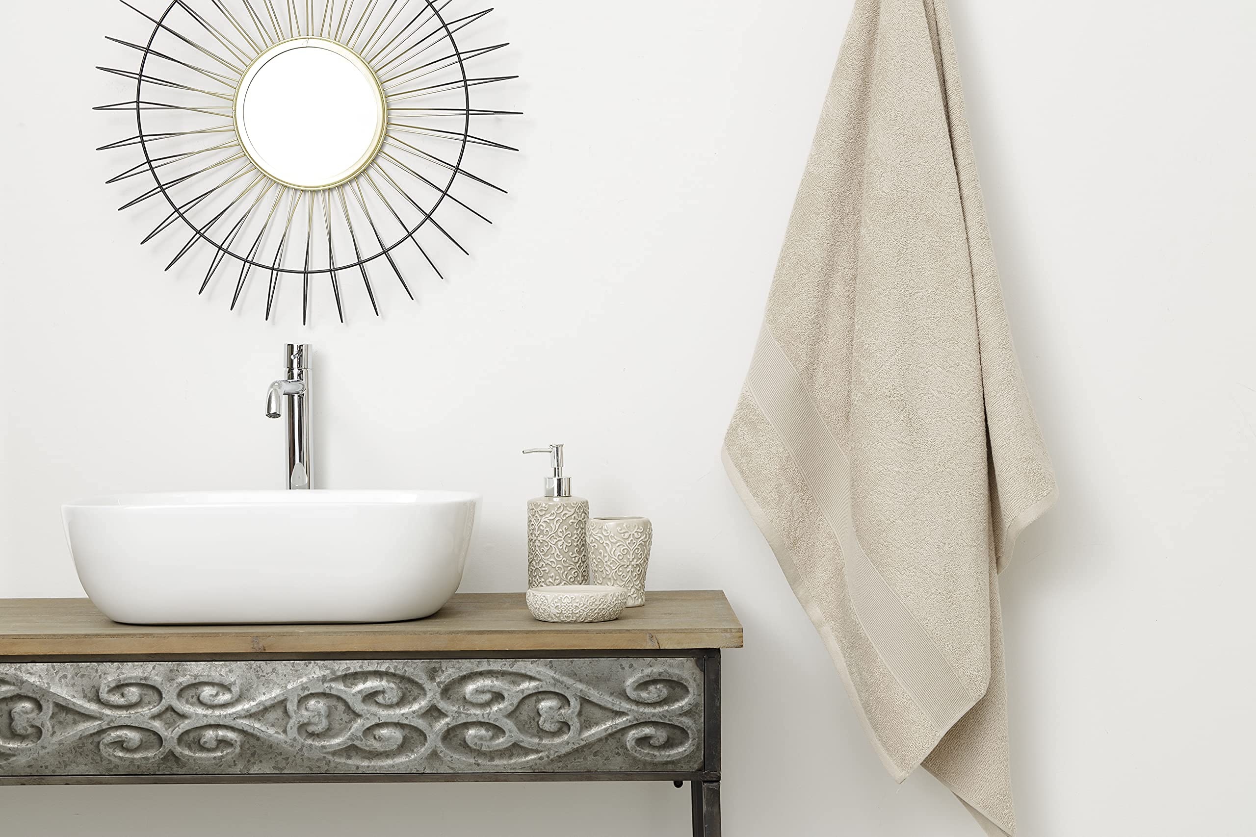 Baroni Home Telo Bagno Cotone 90x140 Beige 350 g