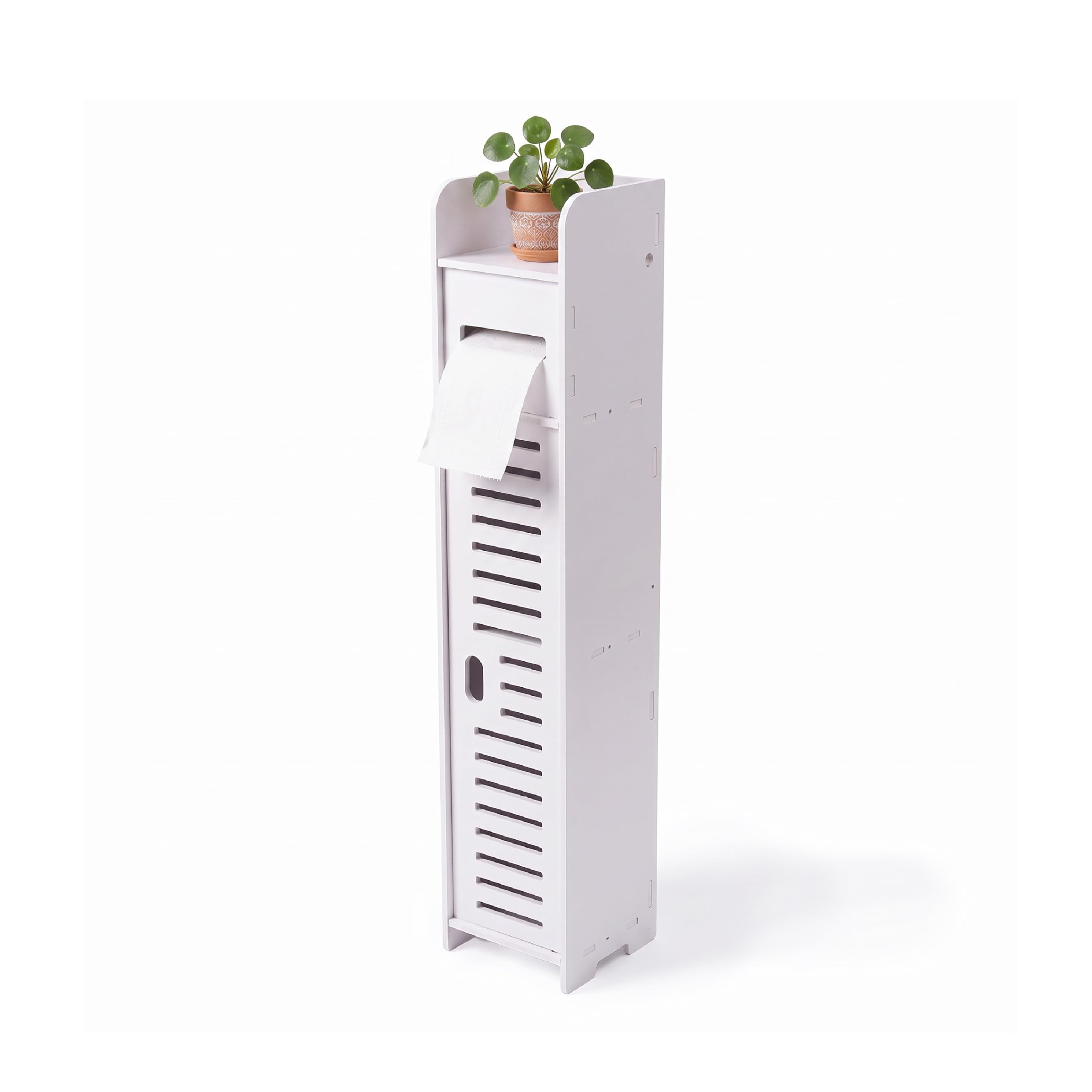 Baroni Home Mobiletto Porta Carta Igienica Anta Traforata 15x15x80 cm