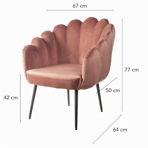 Baroni poltrona conchiglia velluto rosa 64x57x77 cm