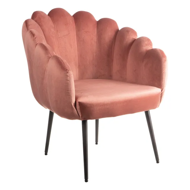 Baroni poltrona conchiglia velluto rosa 64x57x77 cm