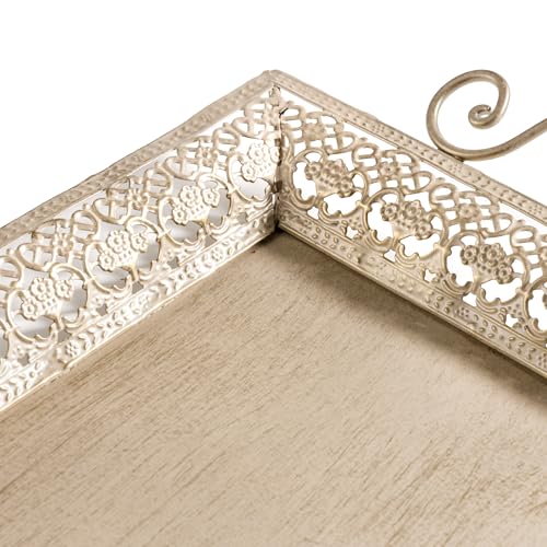 Baroni Home Vassoio Metallo Rettangolare Trina Oro 48x26 cm