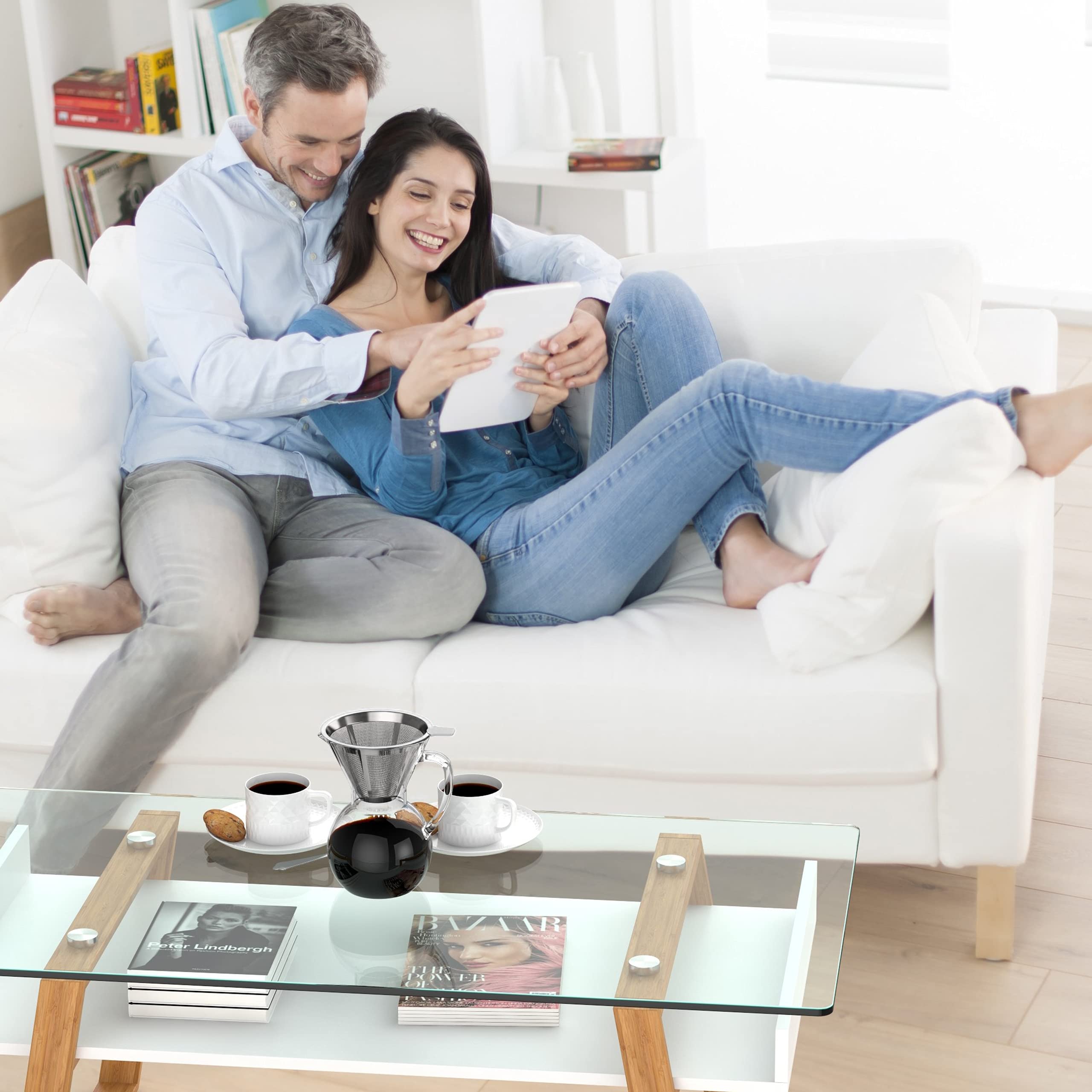 bonVIVO Aldrono caffettiera pour over 500ml rame filtro inox