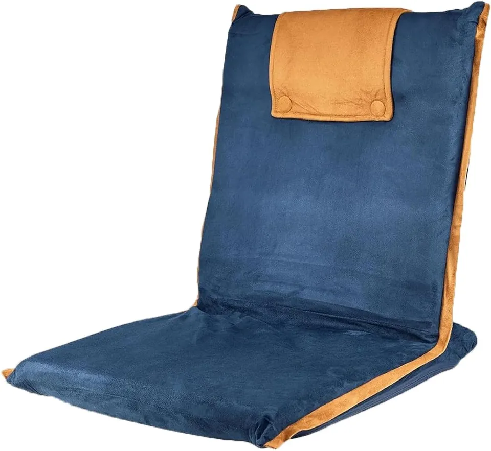 bonVIVO Easy III sedia pavimento pieghevole blu schienale reclinabile