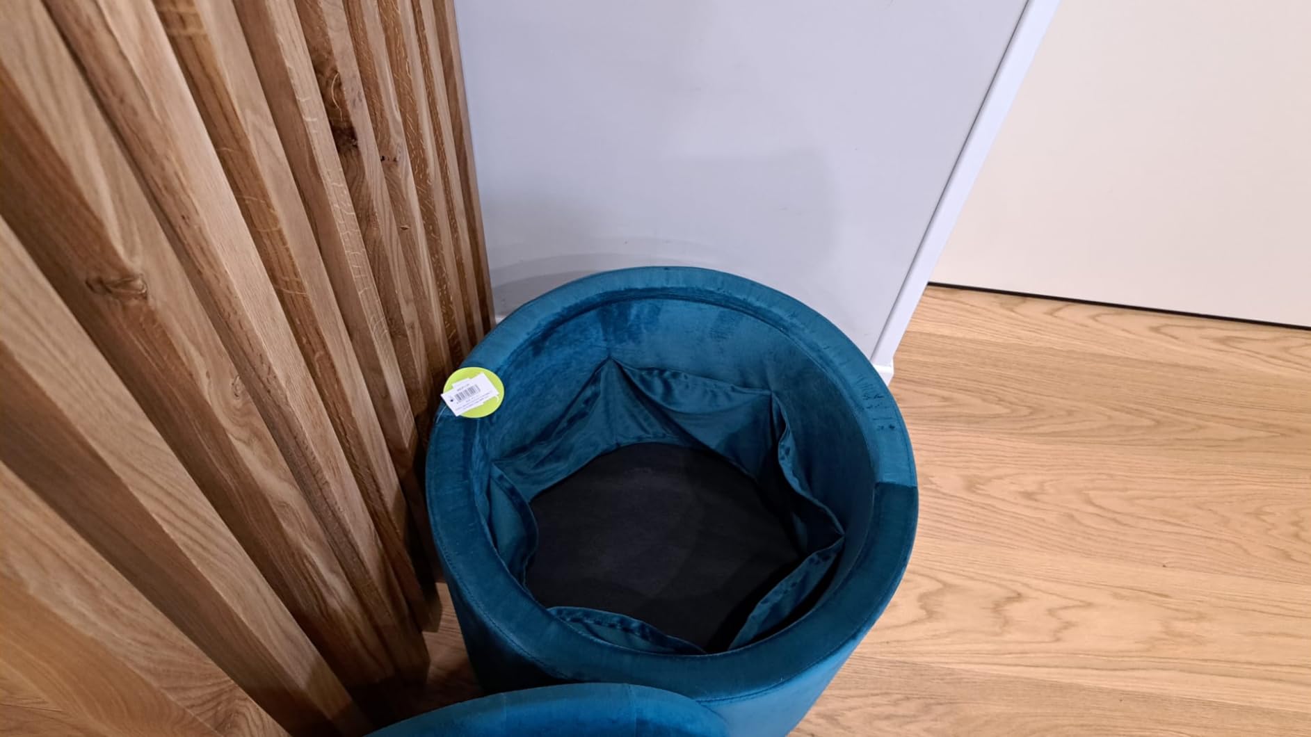 Baroni Home Pouf Contenitore Scarpiera Velluto Turchese Ø50x42 cm