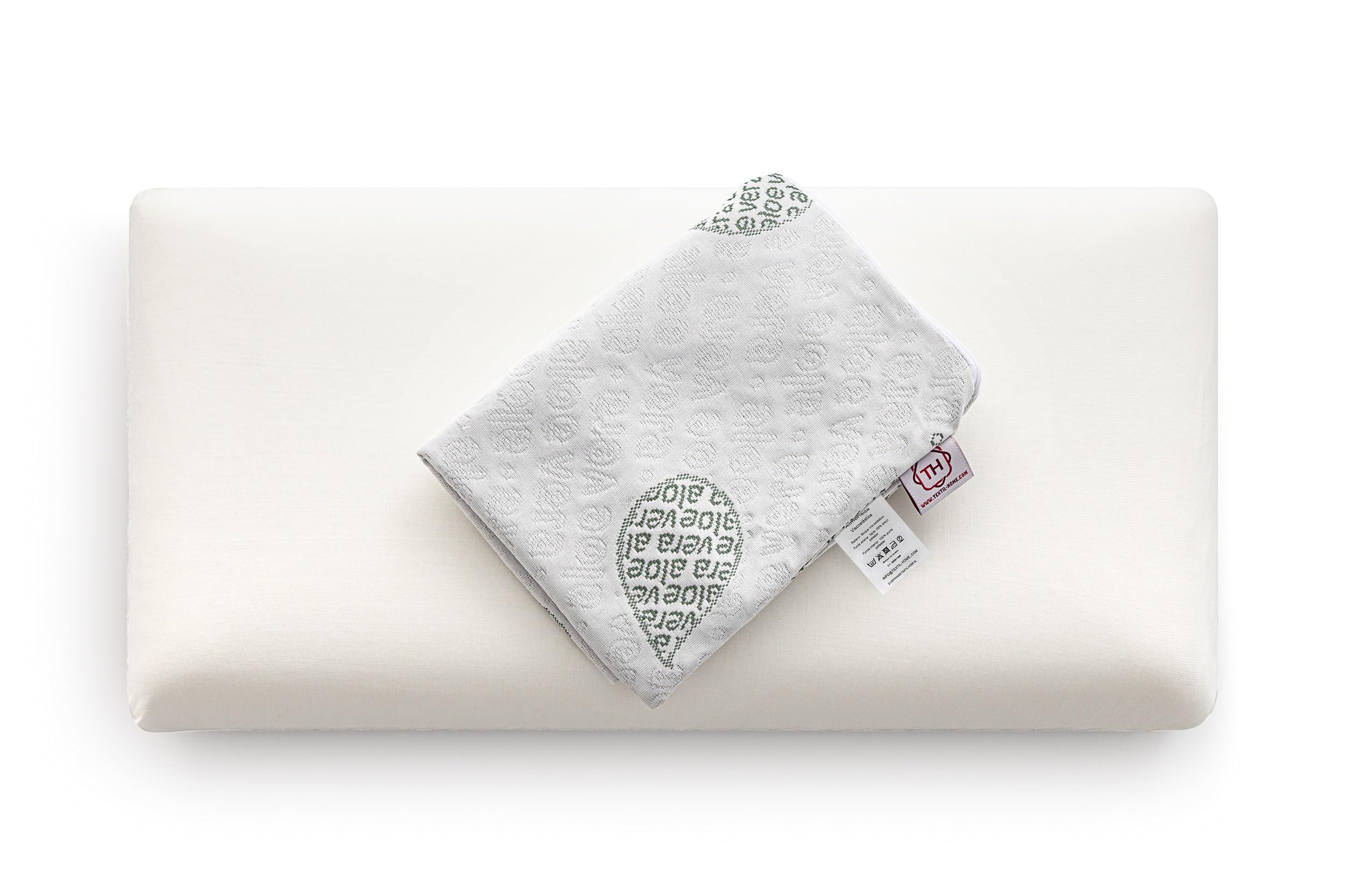 Textilhome Cuscino Memory Foam Cervicale 70 cm Aloe Vera Sfoderabile