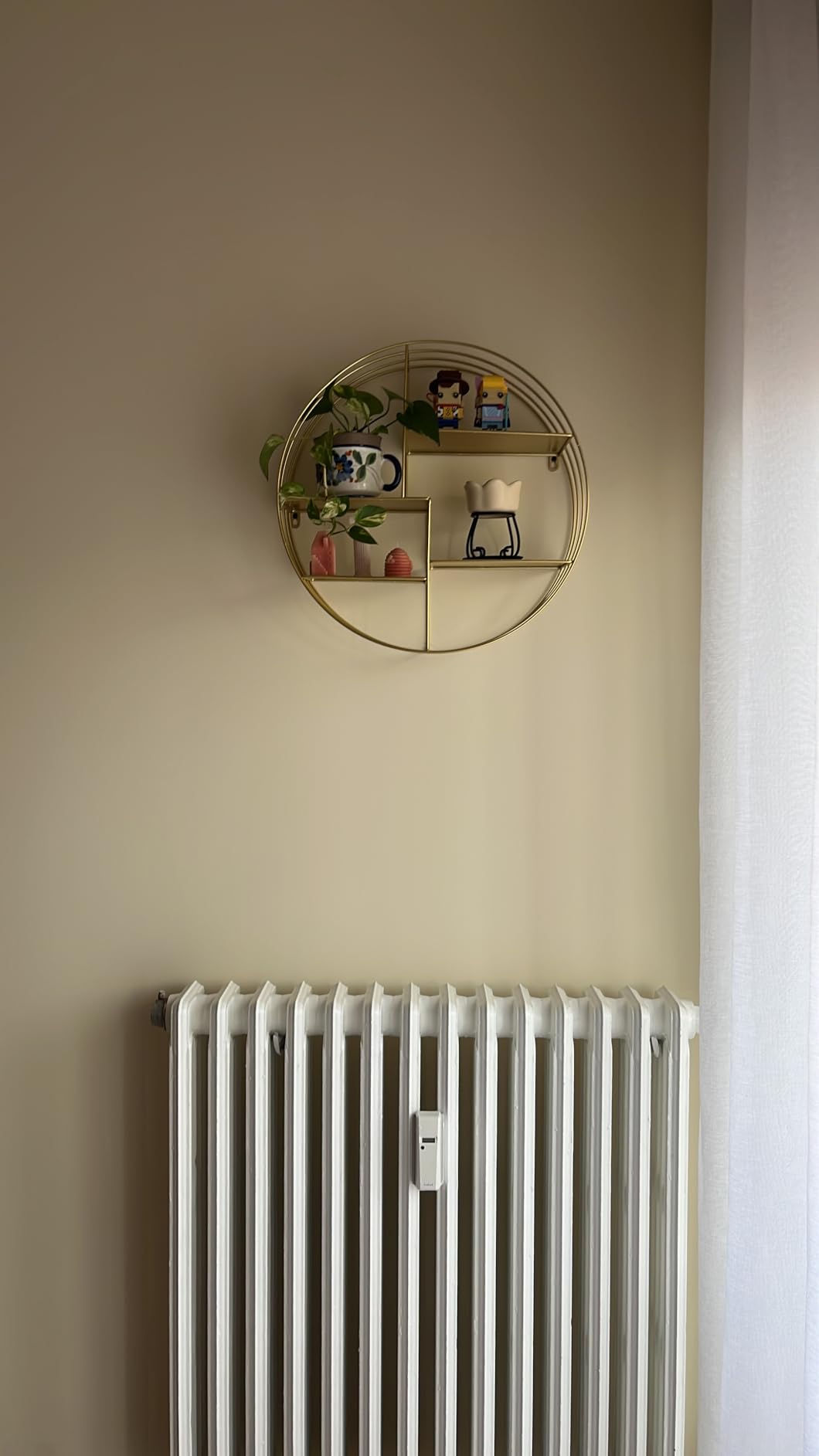 Baroni Home Mensola Muro Rotonda Oro 48x16x48 cm 4 Ripiani
