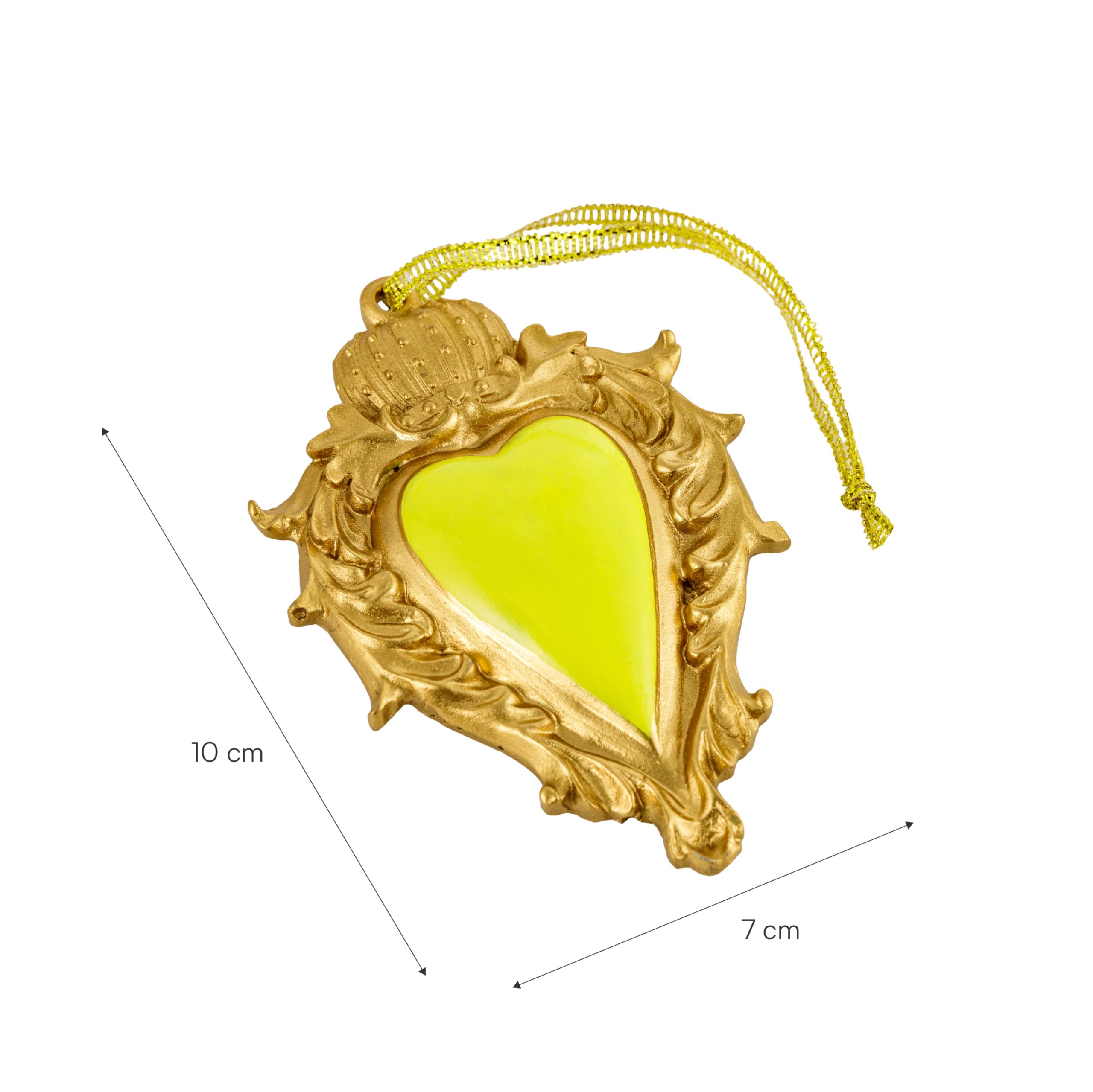 Baroni Home Sacro Cuore Ex Voto pendenti resina giallo set 3