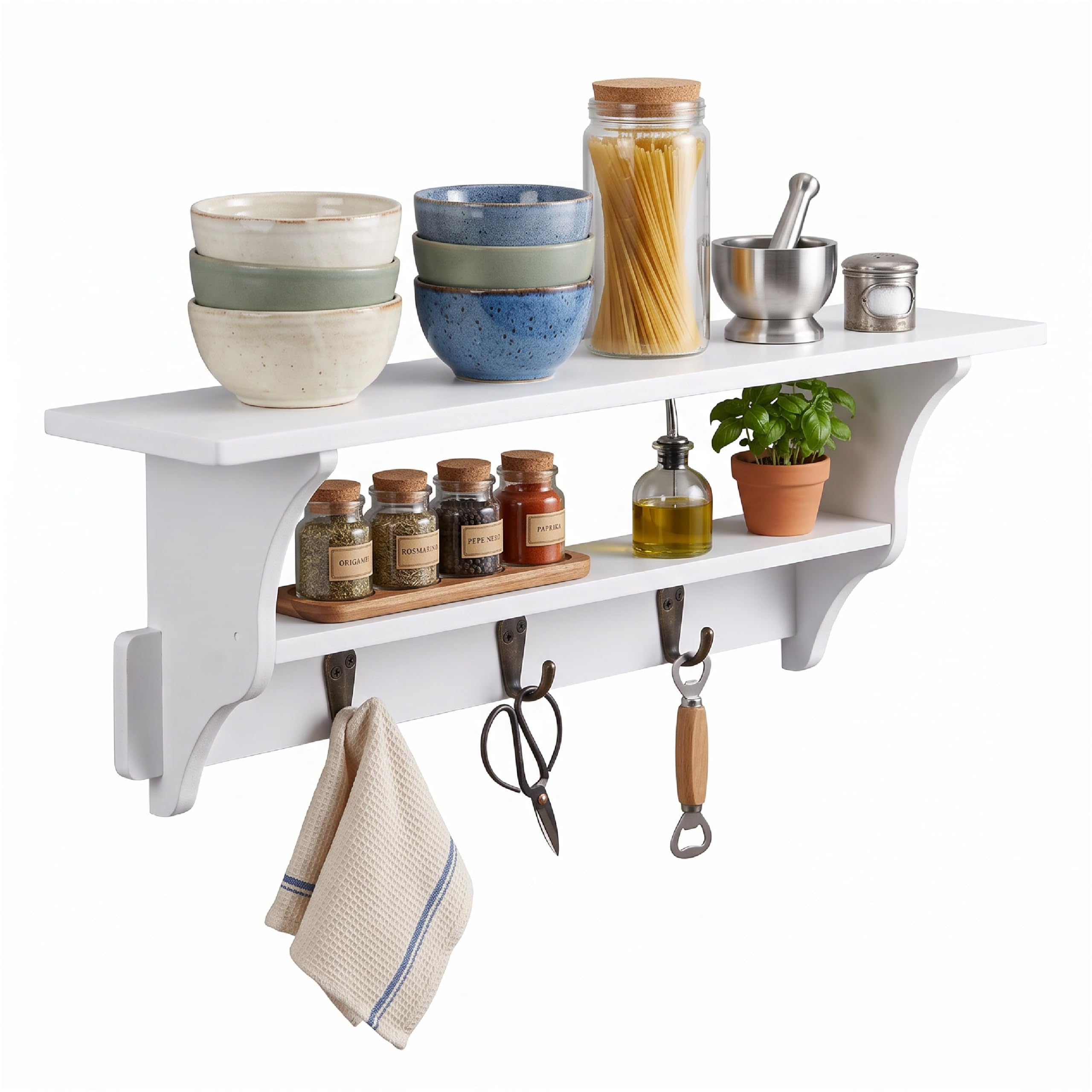 Baroni Home Mensola Sweet Home 60x12x24 cm 1 ripiano 5 ganci