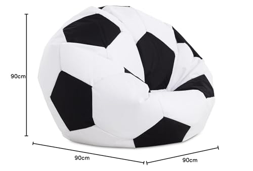 Textilhome Football Pouf Pallone Calcio 90 cm Marrone Nero