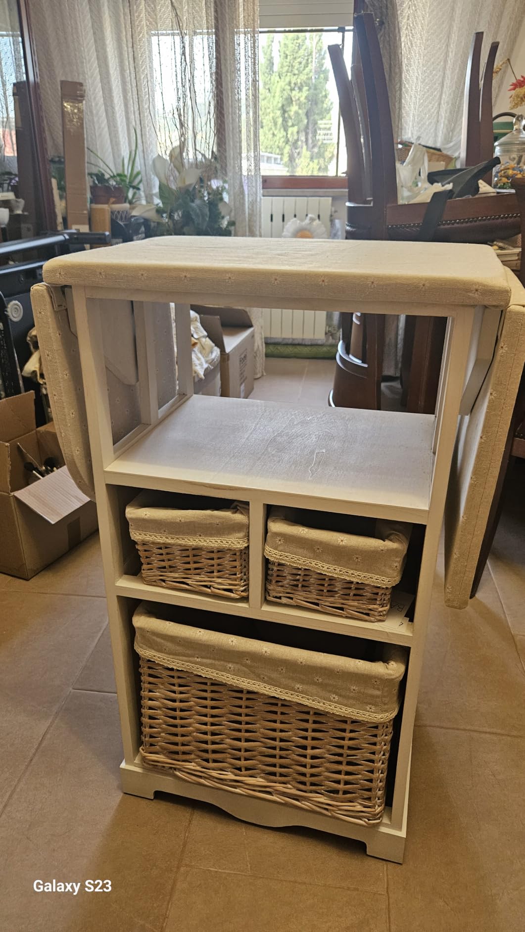 Baroni Home Mobile da Stiro Bianco 3 Cesti 54x36x86 cm