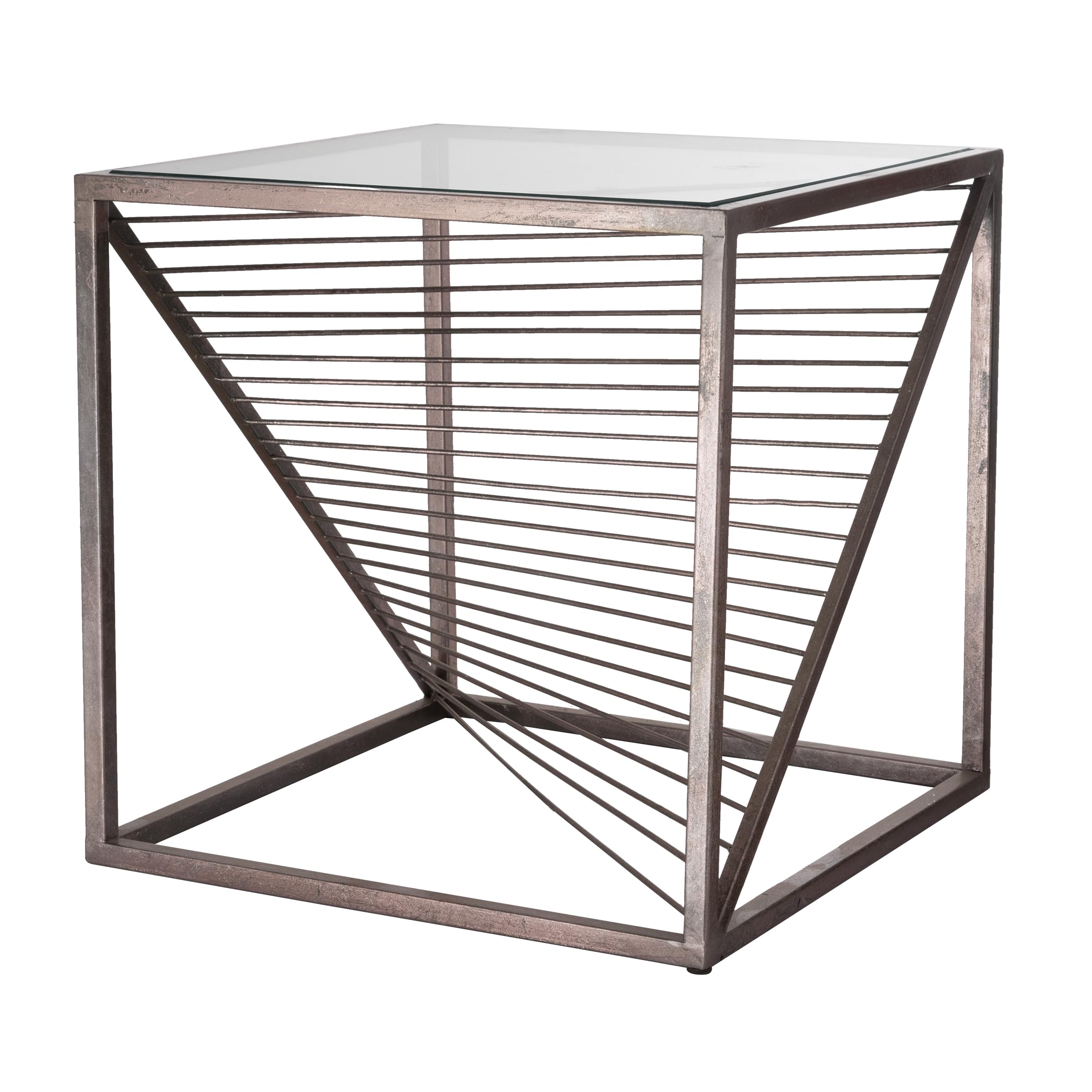 Baroni Home Tavolo da Fumo Cilindrico tavolino vetro oro 35,5x60 cm