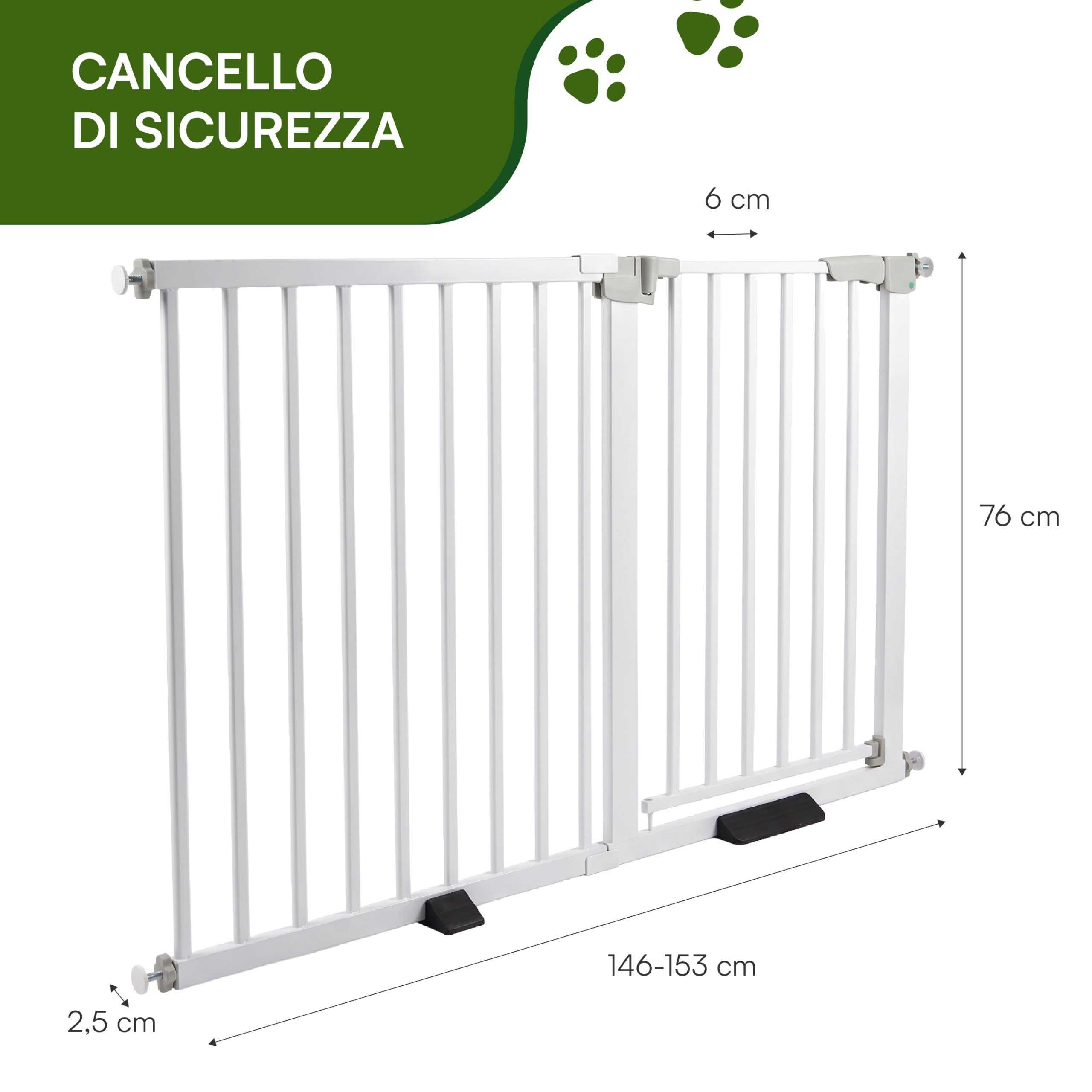 Baroni Home Cancello Cani Estensibile Grande 146-153 cm