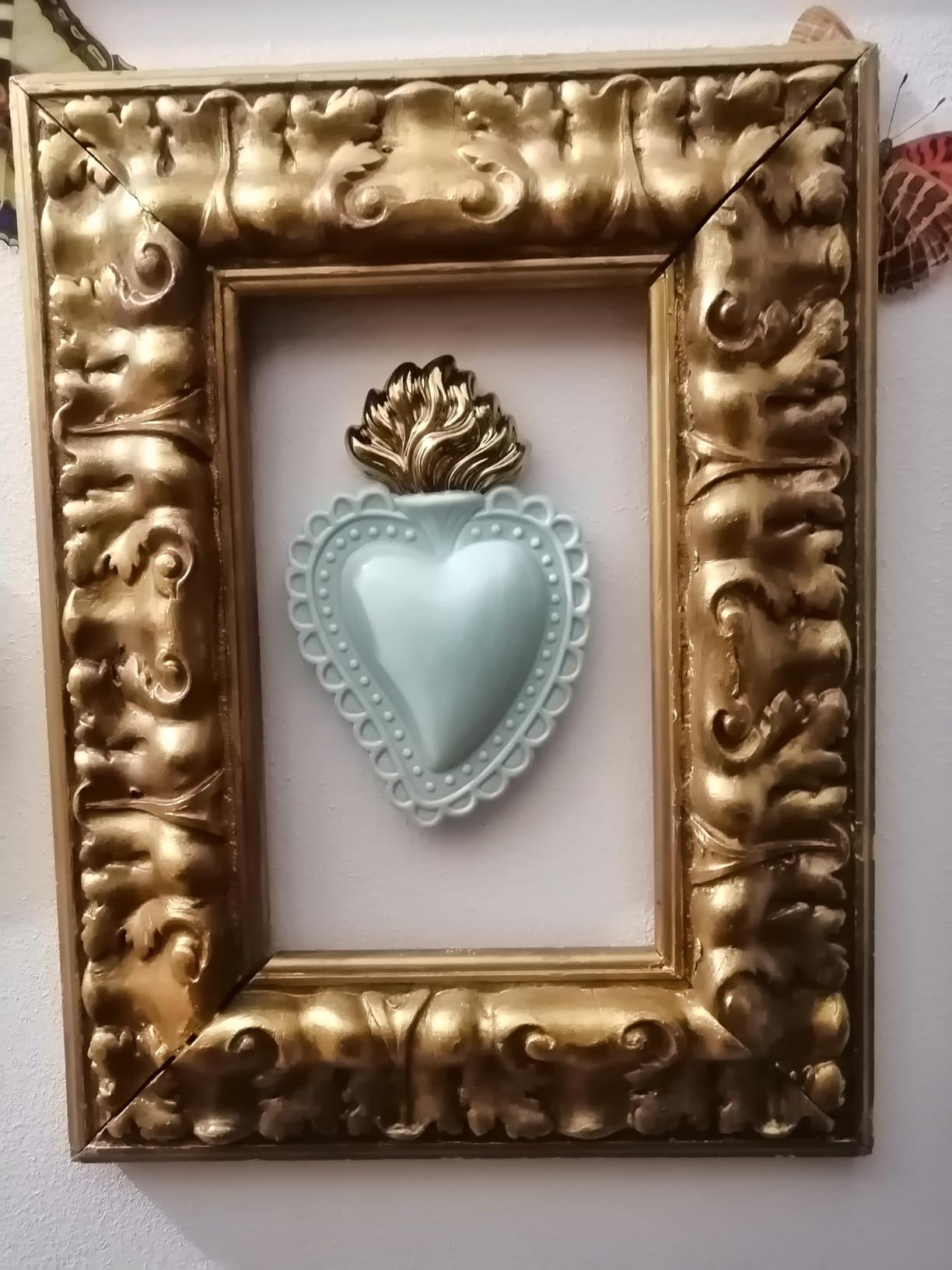 Baroni Home Cuore Sacro Ex-Voto Ceramica Panna 16x11 cm