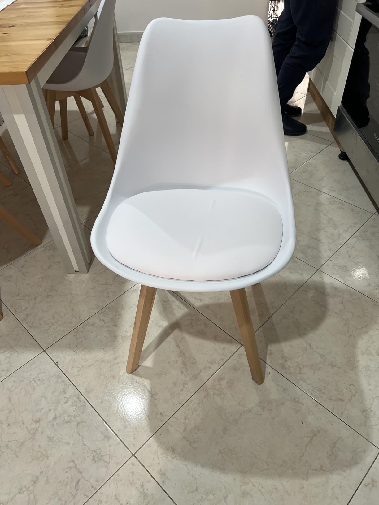 Baroni Home Set 4 Sedie Bianche Gambe Legno 54x46x82 cm