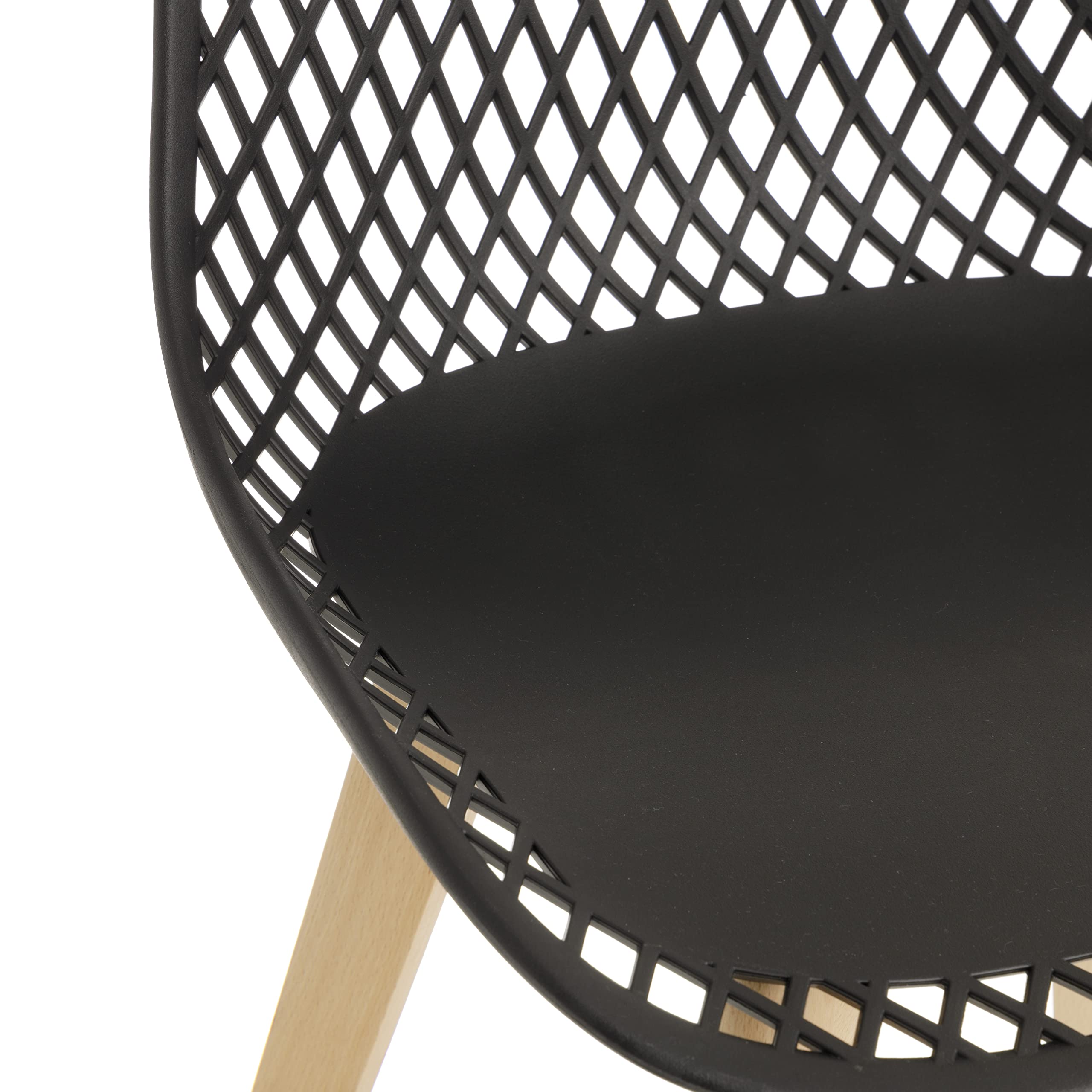 Baroni Home Sedia Moderna Nera Gambe Legno 1 Pezzo