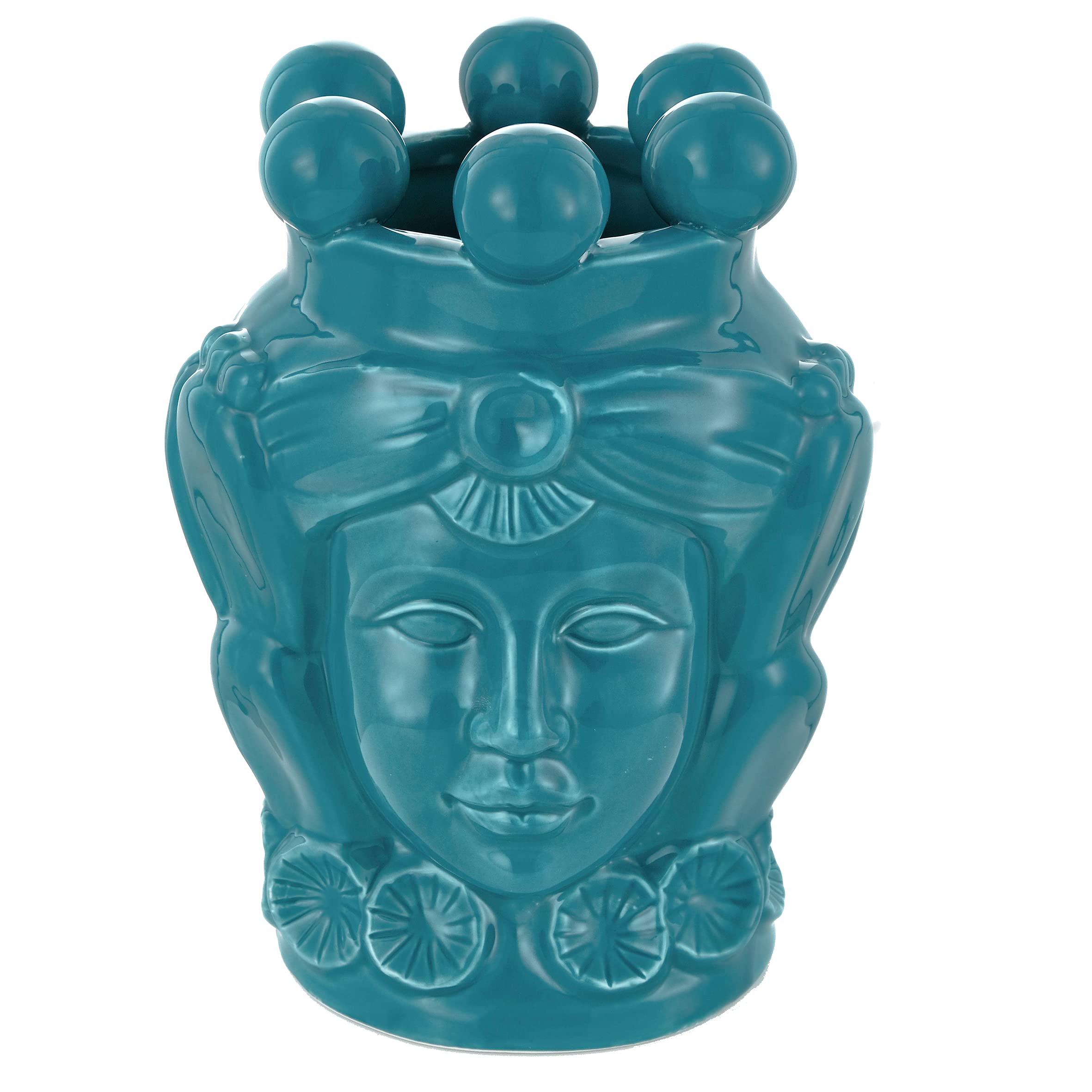 Baroni Home Regina Turchese Testa di Moro Vaso 20,5 cm