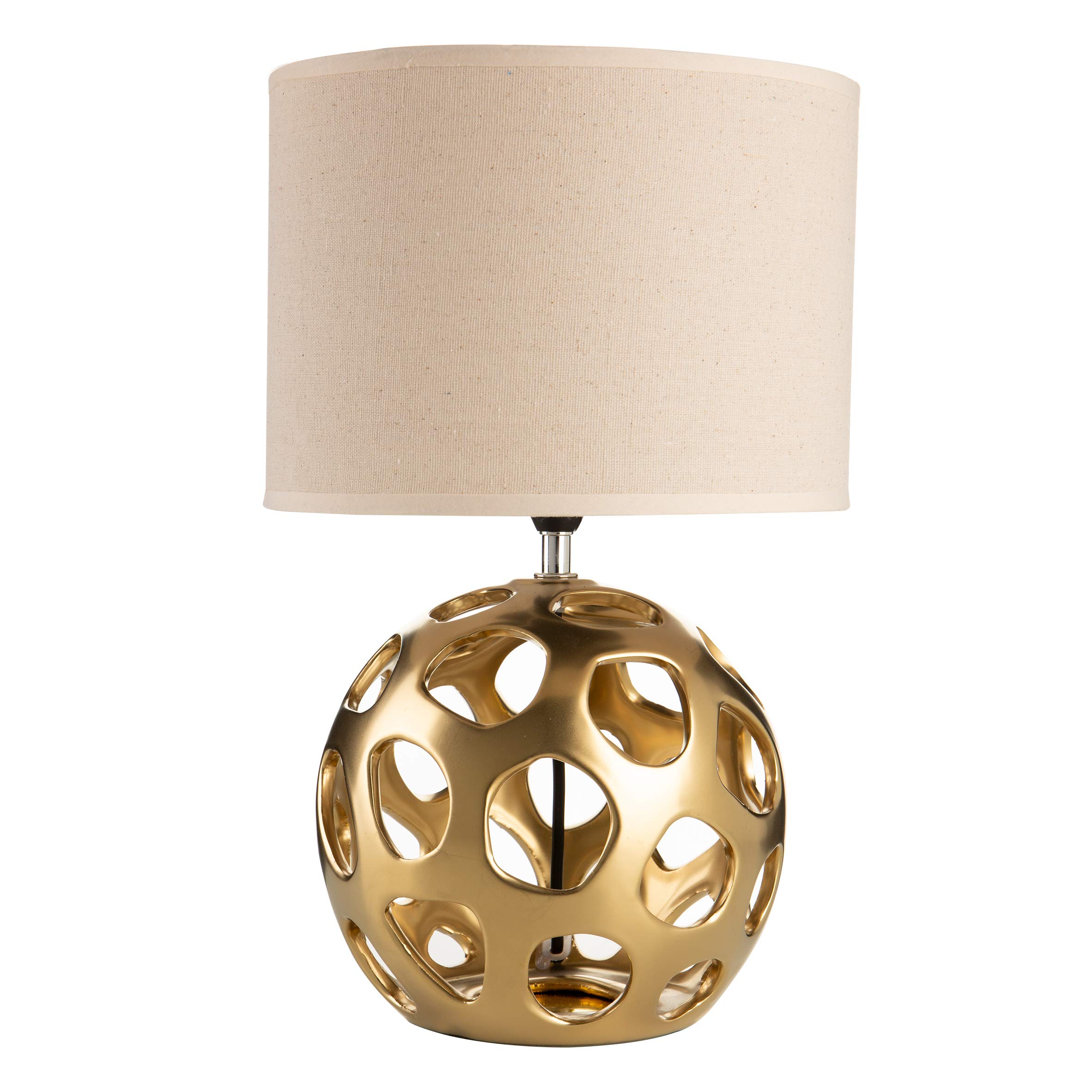 Baroni Lampada da Tavolo in Ceramica Traforata Oro 25x40 cm