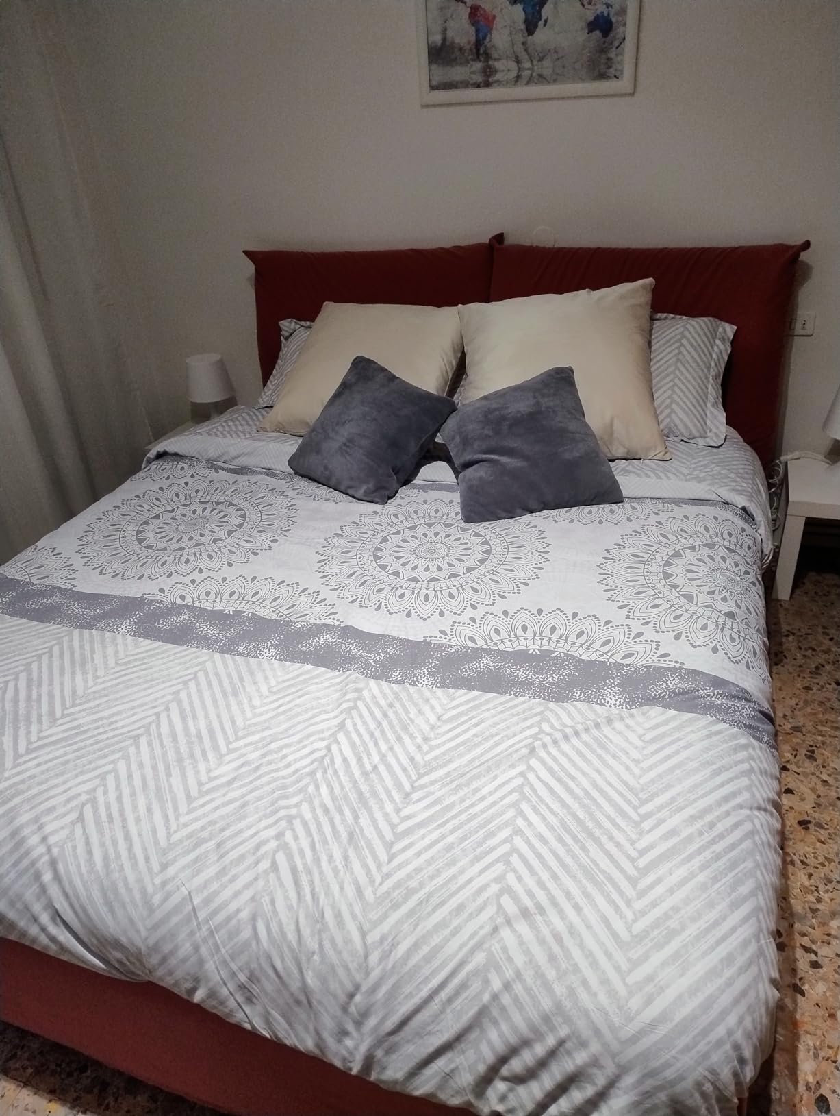 Textilhome Copripiumino Matrimoniale Grigio 260x240 cm Reversibile