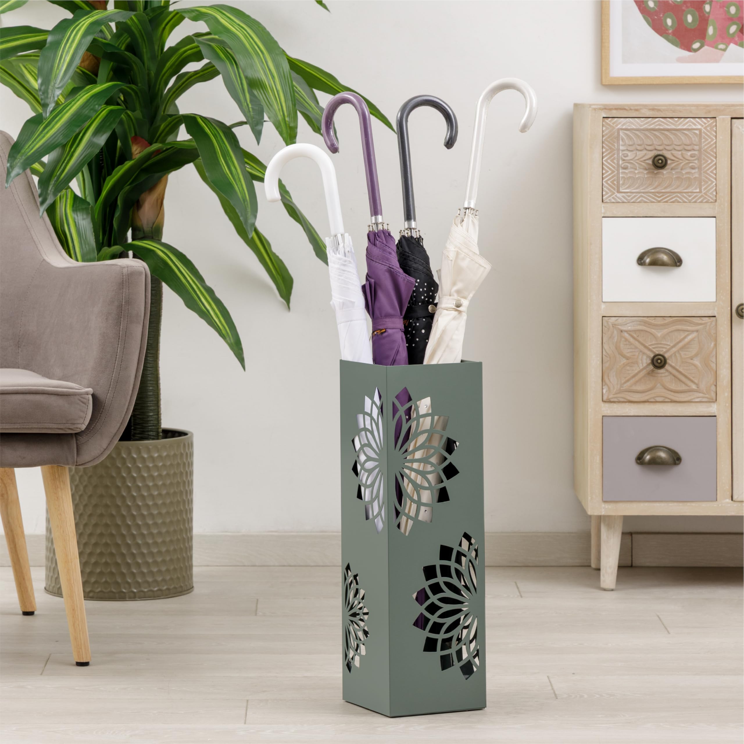 Baroni Home portaombrelli verde metallo 16x16x49 cm mandala