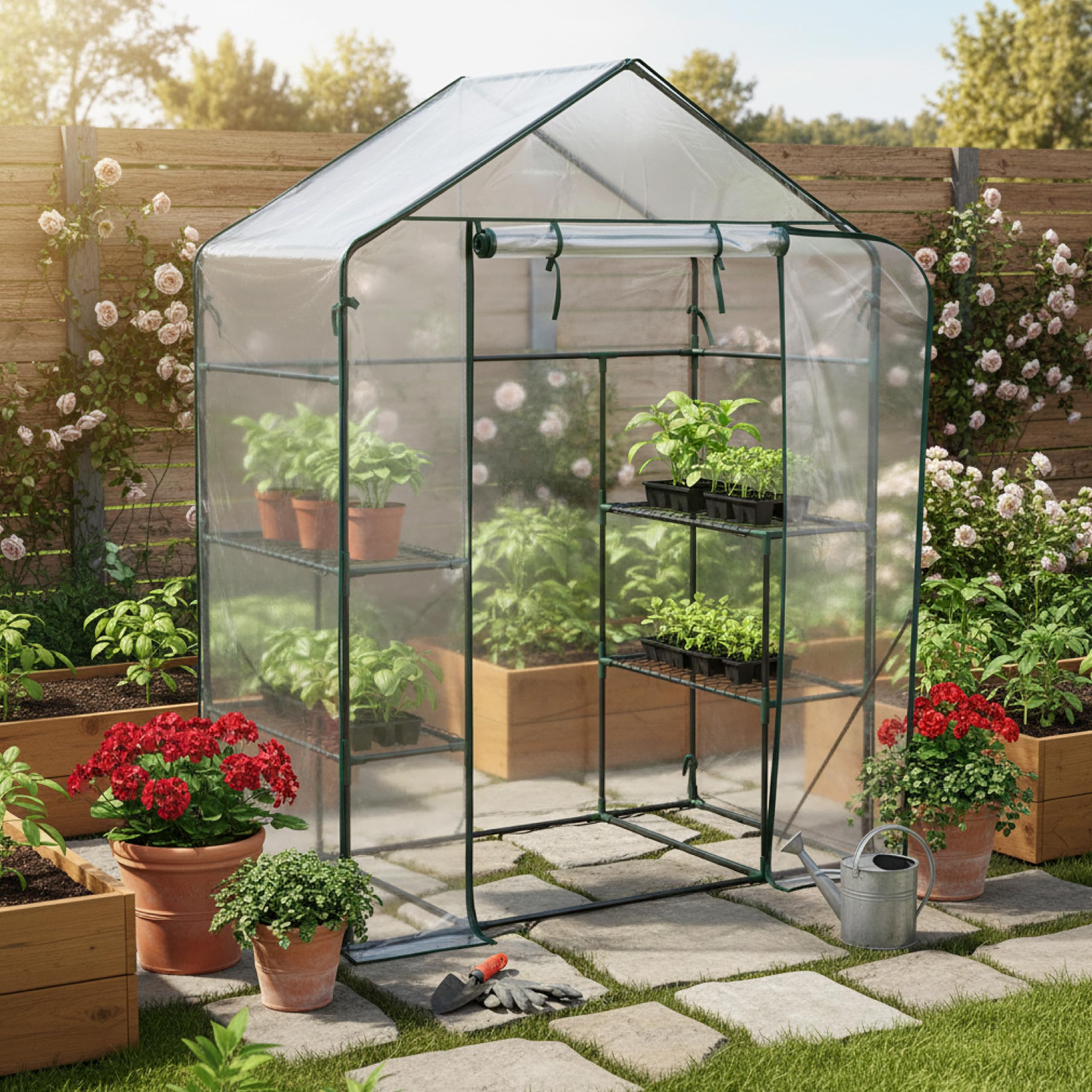 Baroni Home serra casetta 143x72x195 cm con ripiani in PVC