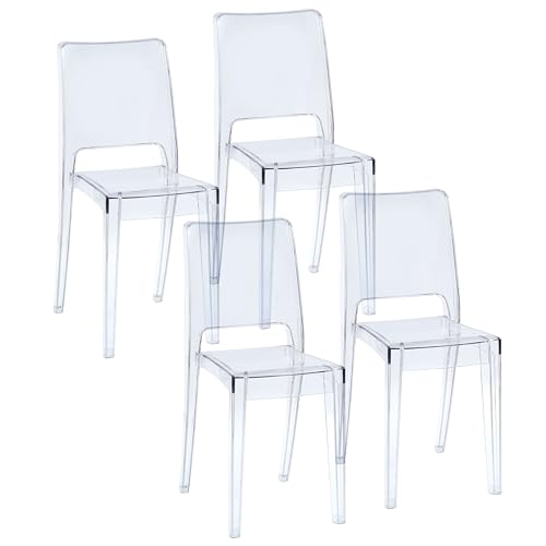 Baroni Home Set 4 Sedie Trasparenti Impilabili Trasparente