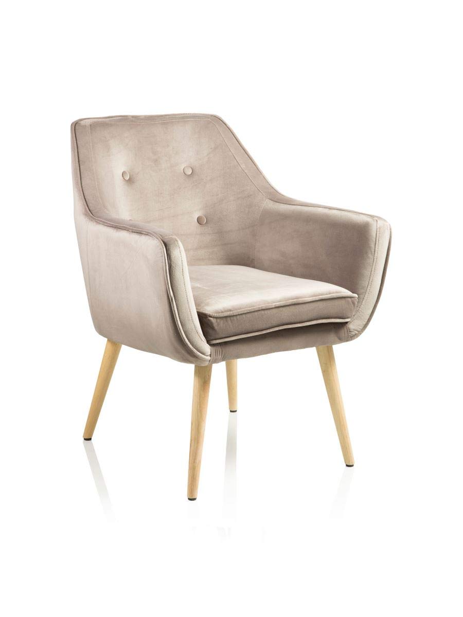 Baroni Montemaggi Poltrona Velluto Gambe Legno 65x65x85 cm