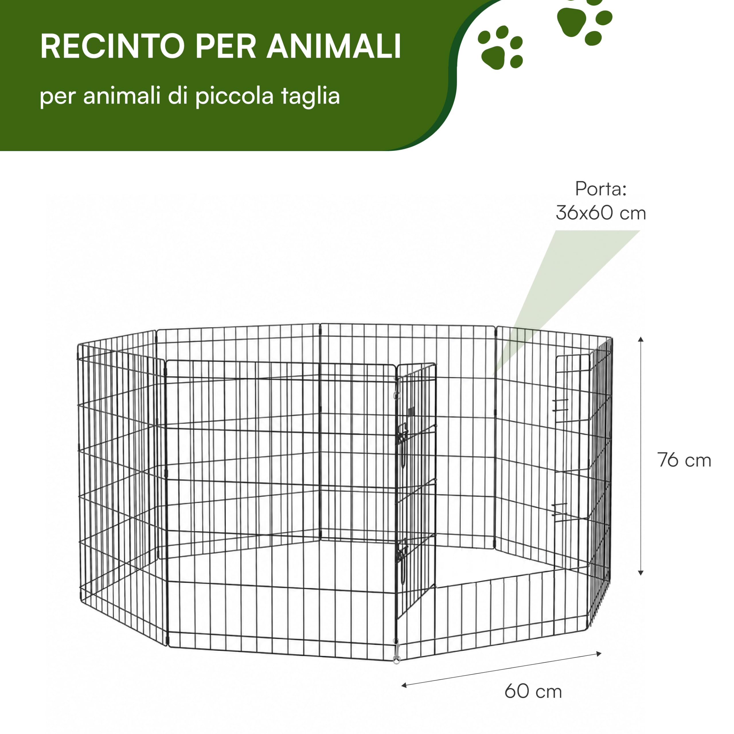 Baroni Home Recinto Cani 8 Pannelli Nero 76x60 cm