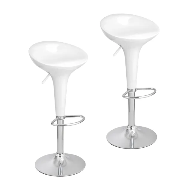 Baroni Home Sgabello Bar Girevole Bianco 2 Pezzi Altezza Regolabile