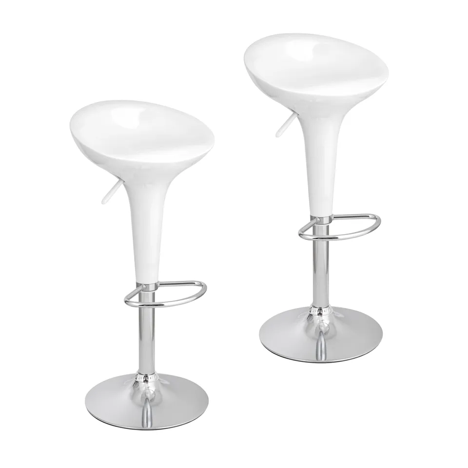 Baroni Home Sgabello Bar Girevole Bianco 2 Pezzi Altezza Regolabile