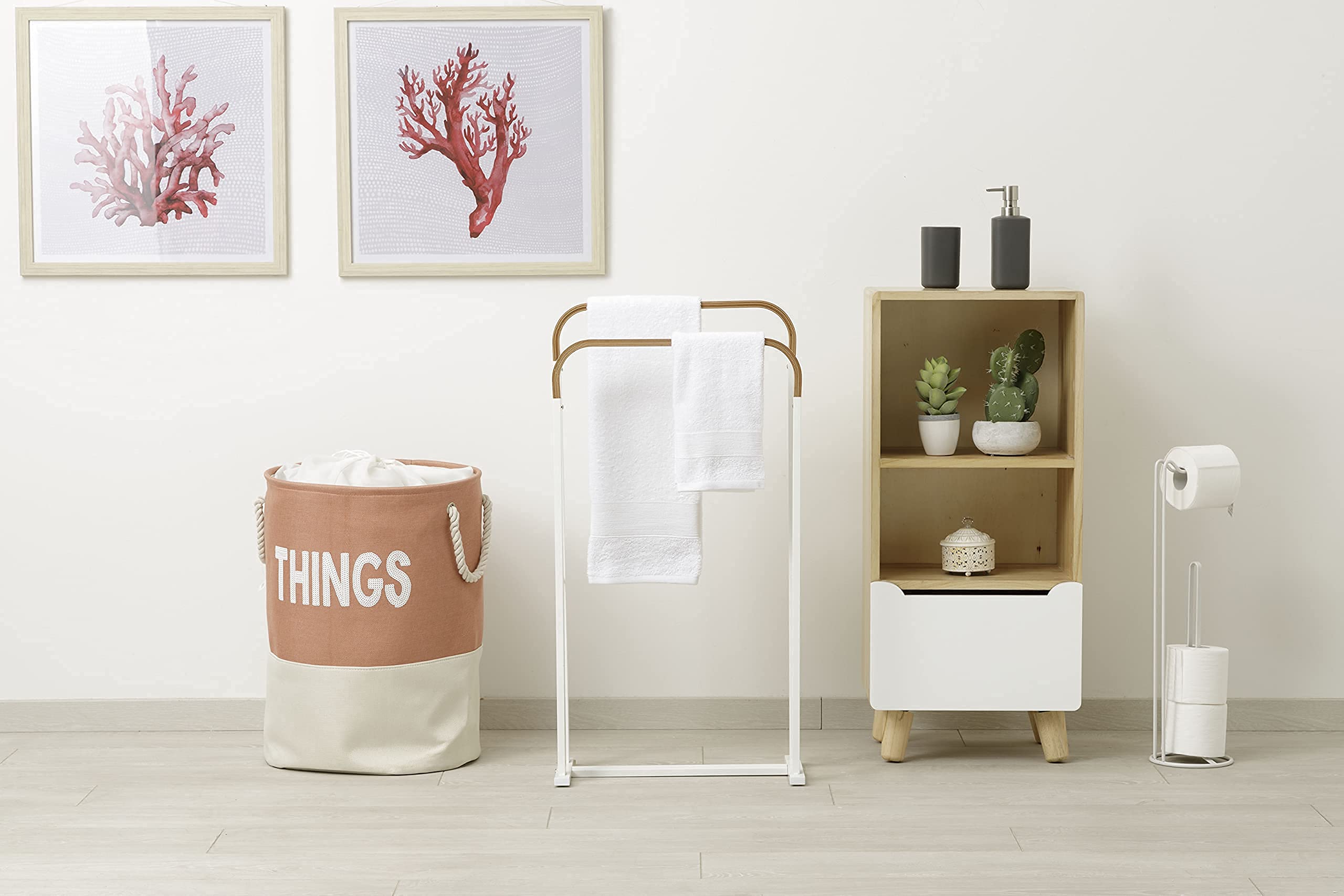 Baroni Home Set 2 Asciugamani Cotone Bianco 55x100 cm