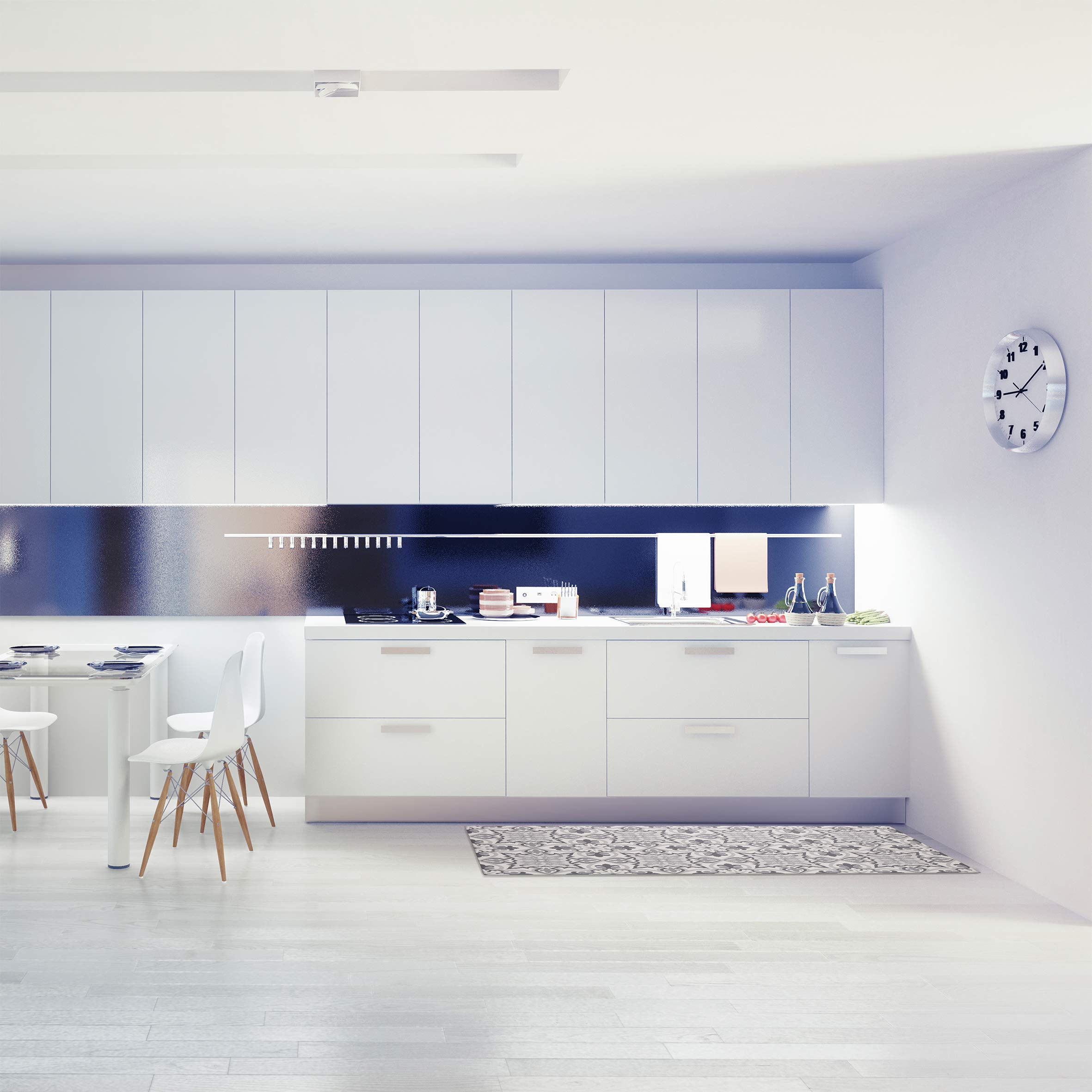 Baroni Home Tappeto Cucina PVC 120x60 cm Grigio Antiscivolo