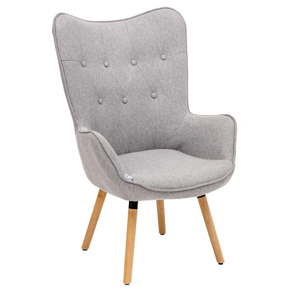 Baroni Home Poltrona Grigia 65x38x105 cm Schienale Alto