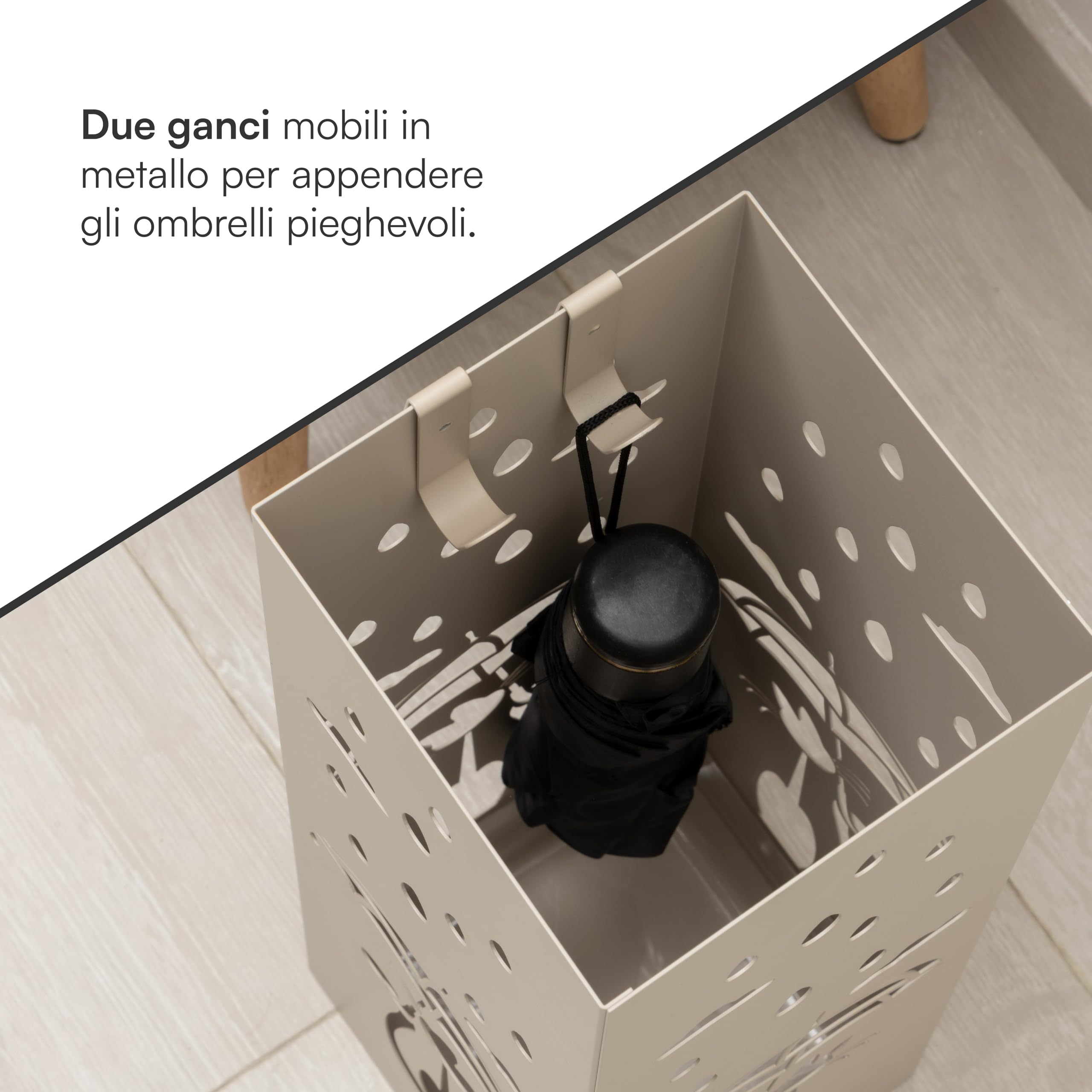 Baroni Home Portaombrelli Gatto Tortora 15,5x15,5x49 cm
