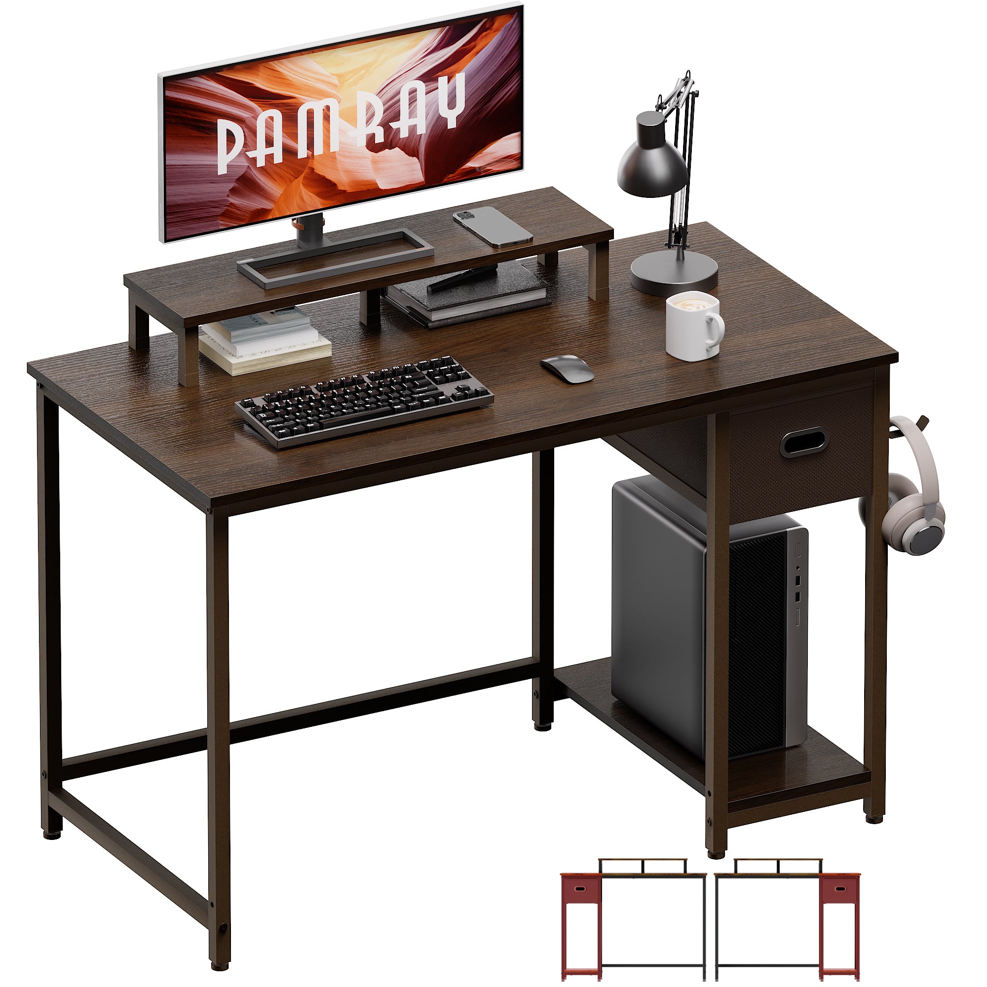 Pamray 39 Pollici Scrivania con Rialzo Monitor Bianco 100 cm