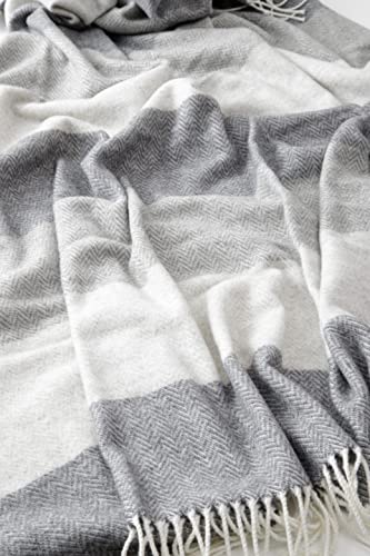 Baroni Home Plaid Misto Lana Grigio a Righe 130x170 cm