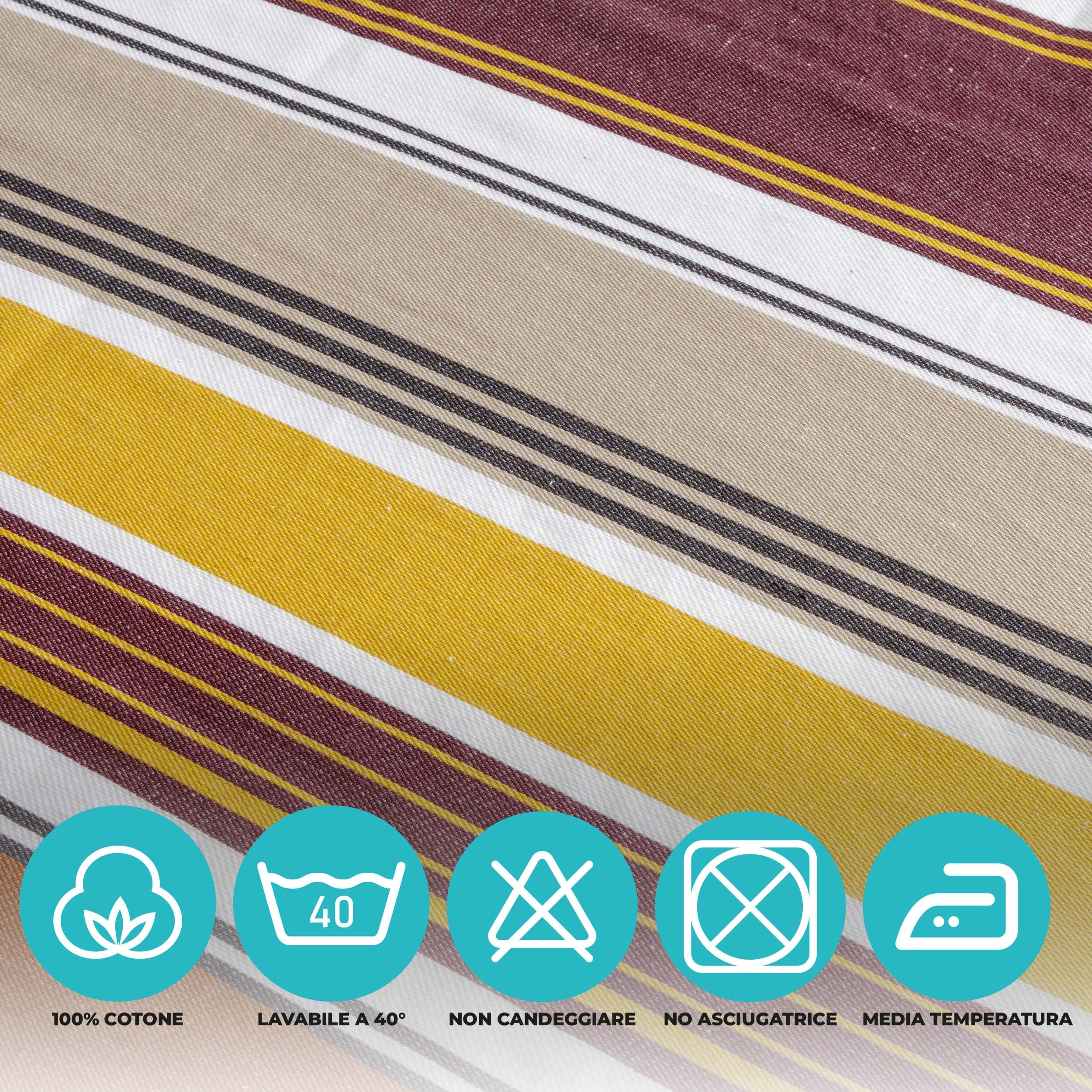 Baroni Home Tovaglia a righe cotone bordeaux 145x245 cm