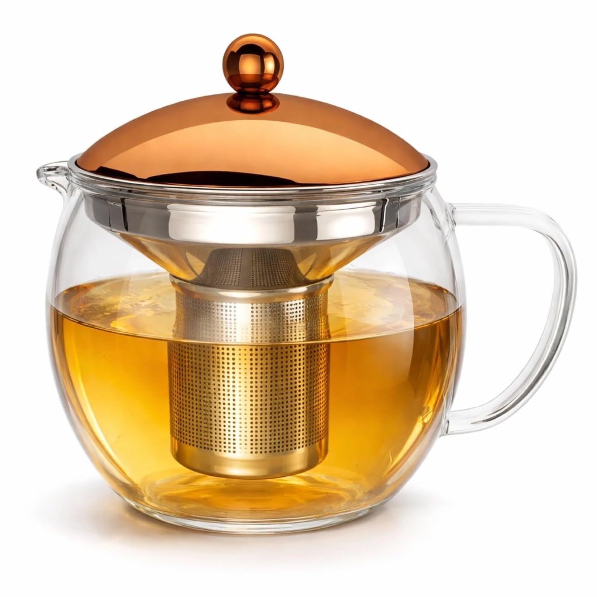 bonVIVO teiera vetro 1,5 L rame con infusore