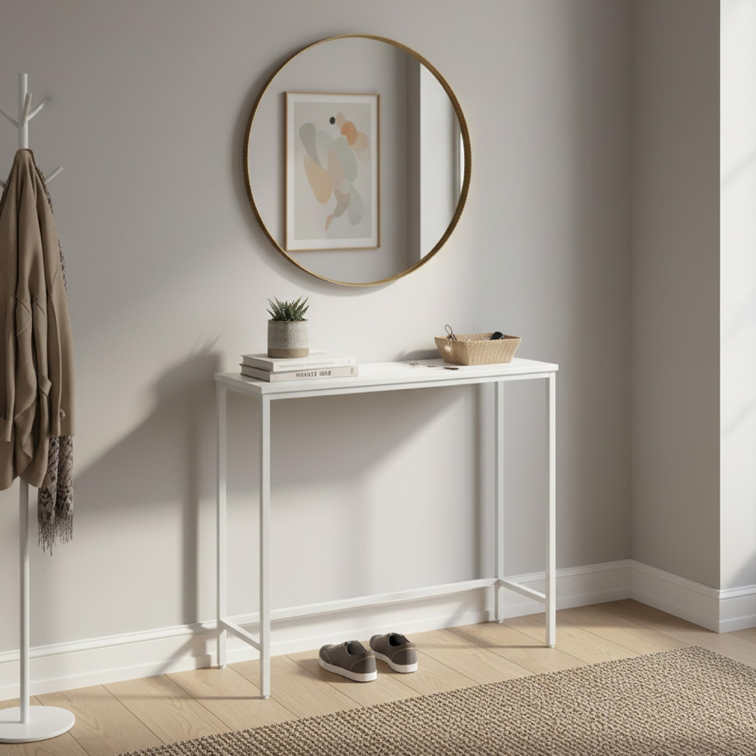 Baroni Home Consolle Ingresso Bianca 24x75x75 cm 1 Ripiano