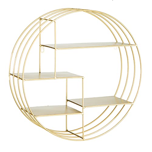 Baroni Home Mensola Muro Rotonda Oro 48x16x48 cm 4 Ripiani