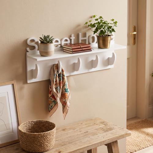 Baroni Home Mensola Sweet Home 60x12x24 cm 1 ripiano 5 ganci