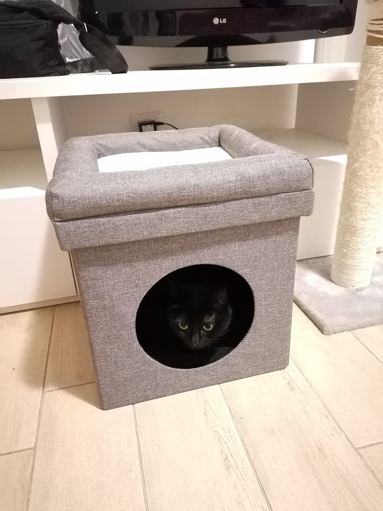 Baroni Home Cuccia Cane Gatto Pouf Marrone 38x38x42 cm