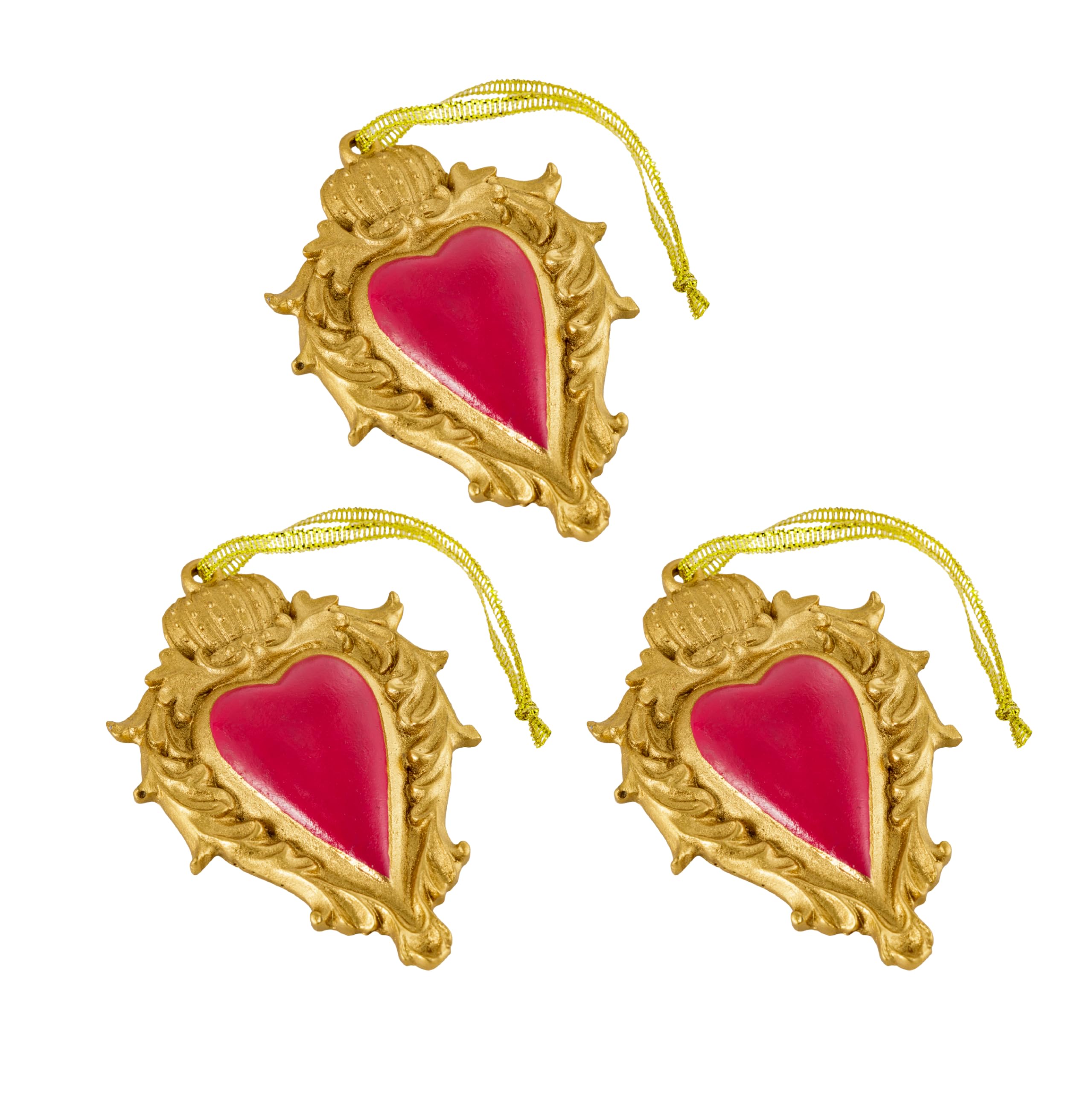 Baroni Home Sacro Cuore Ex Voto pendenti resina giallo set 3