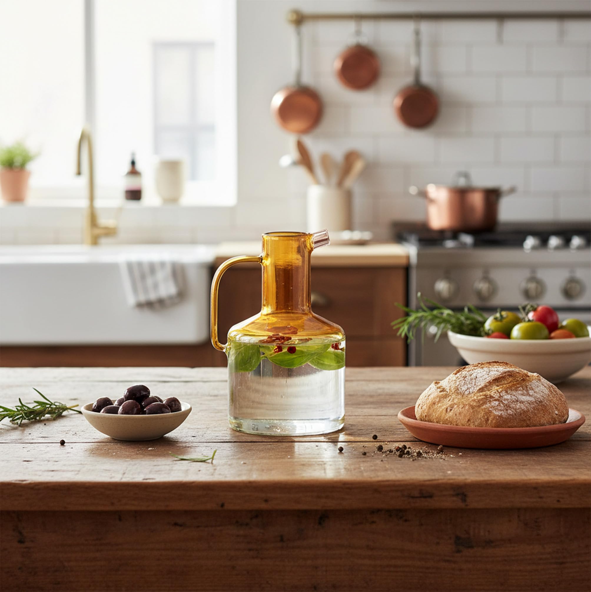 Baroni Home caraffa vetro borosilicato 1,5L bicolore panciuta