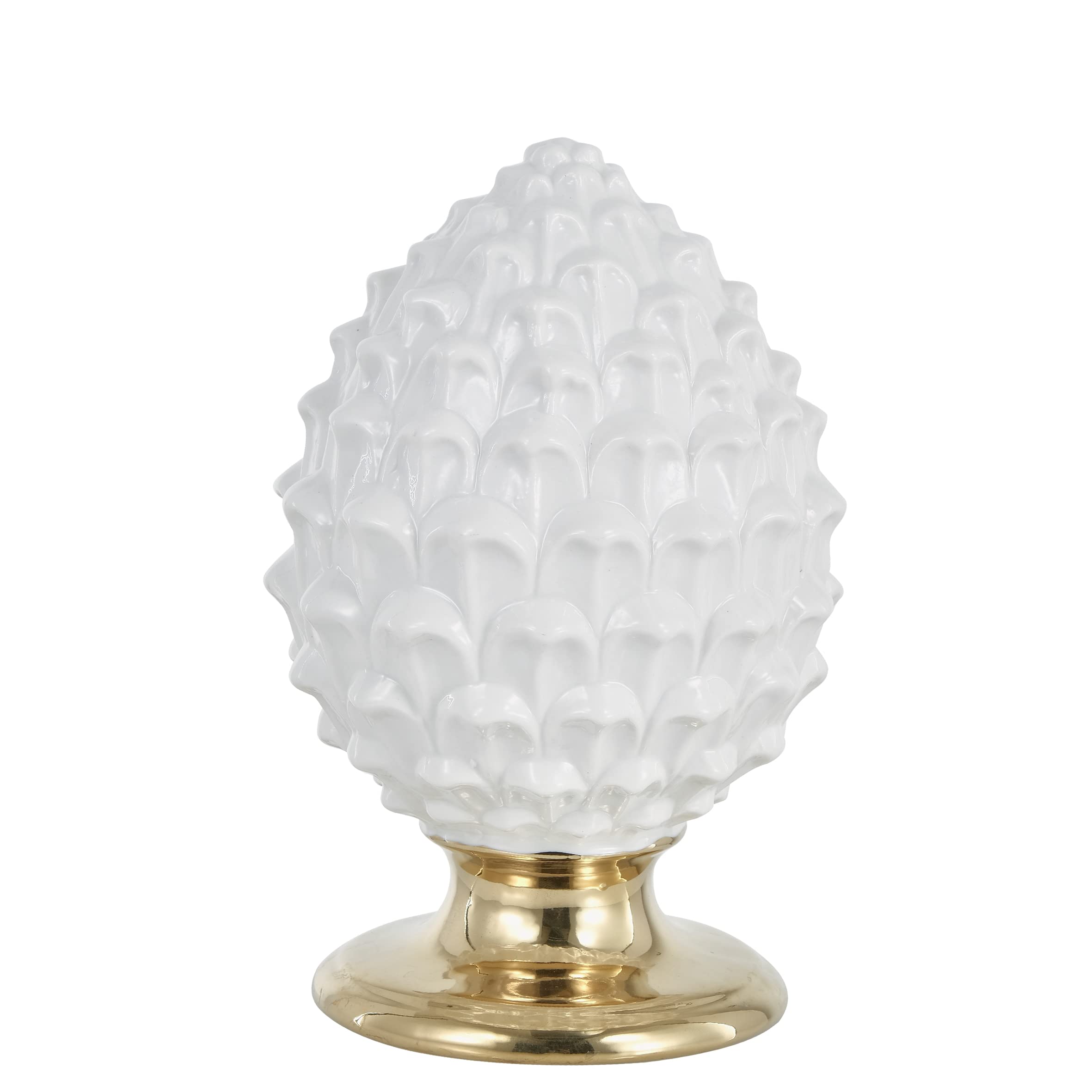 Baroni Home pigna siciliana porcellana bianco oro L 14x14x22 cm
