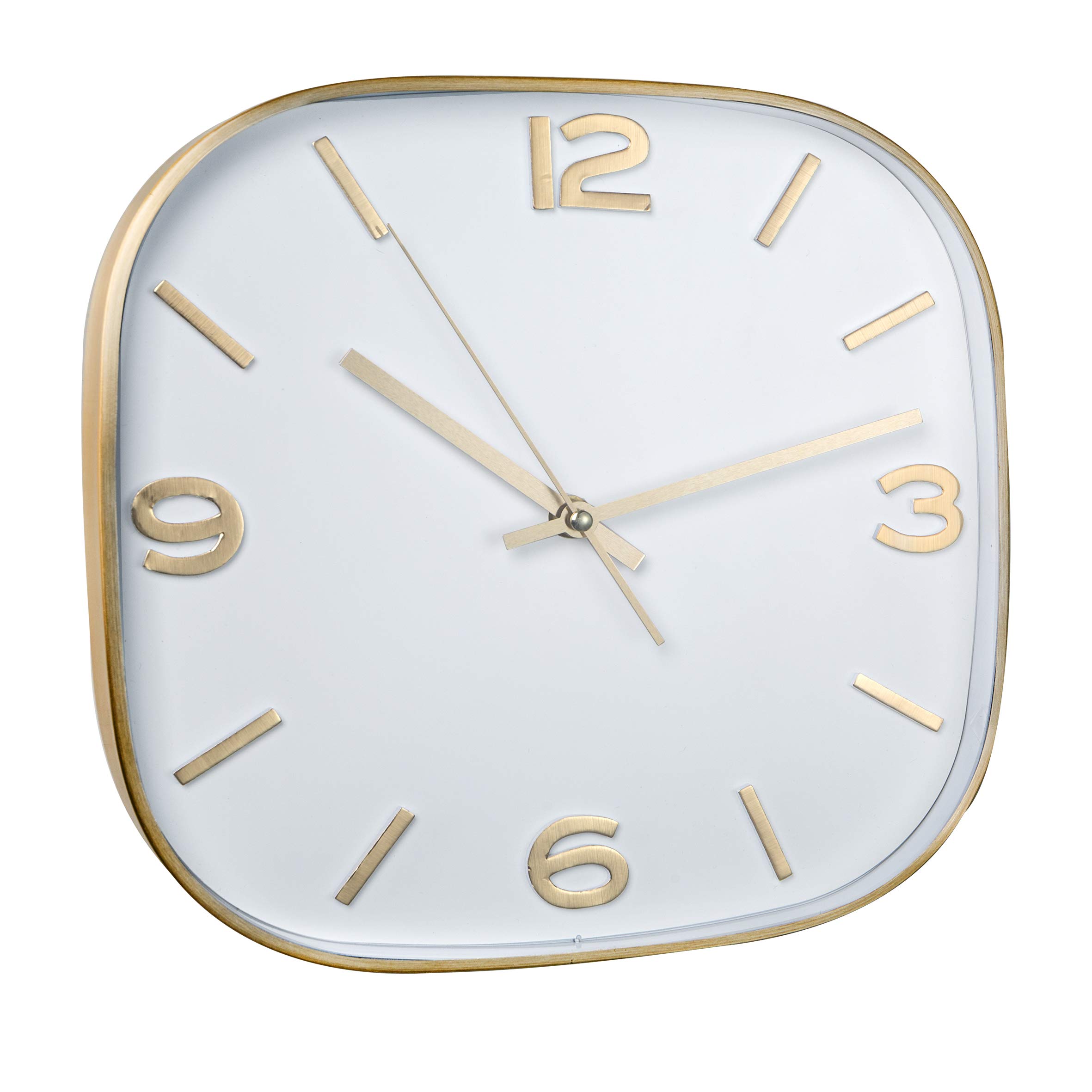 Baroni Orologio Parete PVC Quadrato Oro 29x29 cm Silenzioso