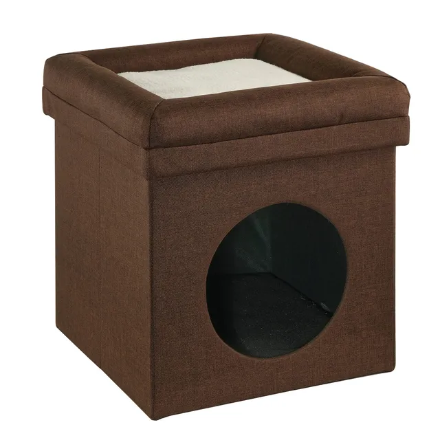 Baroni Home Cuccia Cane Gatto Pouf Marrone 38x38x42 cm