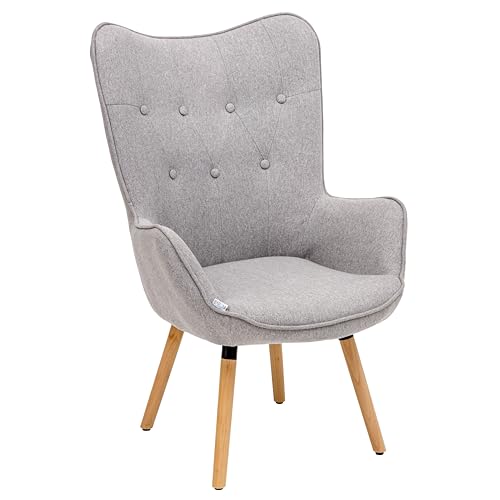 Baroni Home Poltrona Grigia 65x38x105 cm Schienale Alto