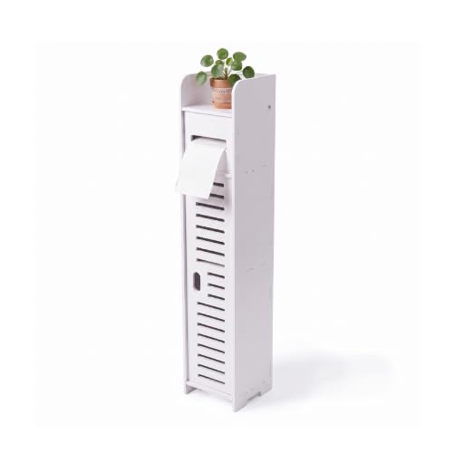 Baroni Home Mobiletto Porta Carta Igienica Anta Traforata 15x15x80 cm