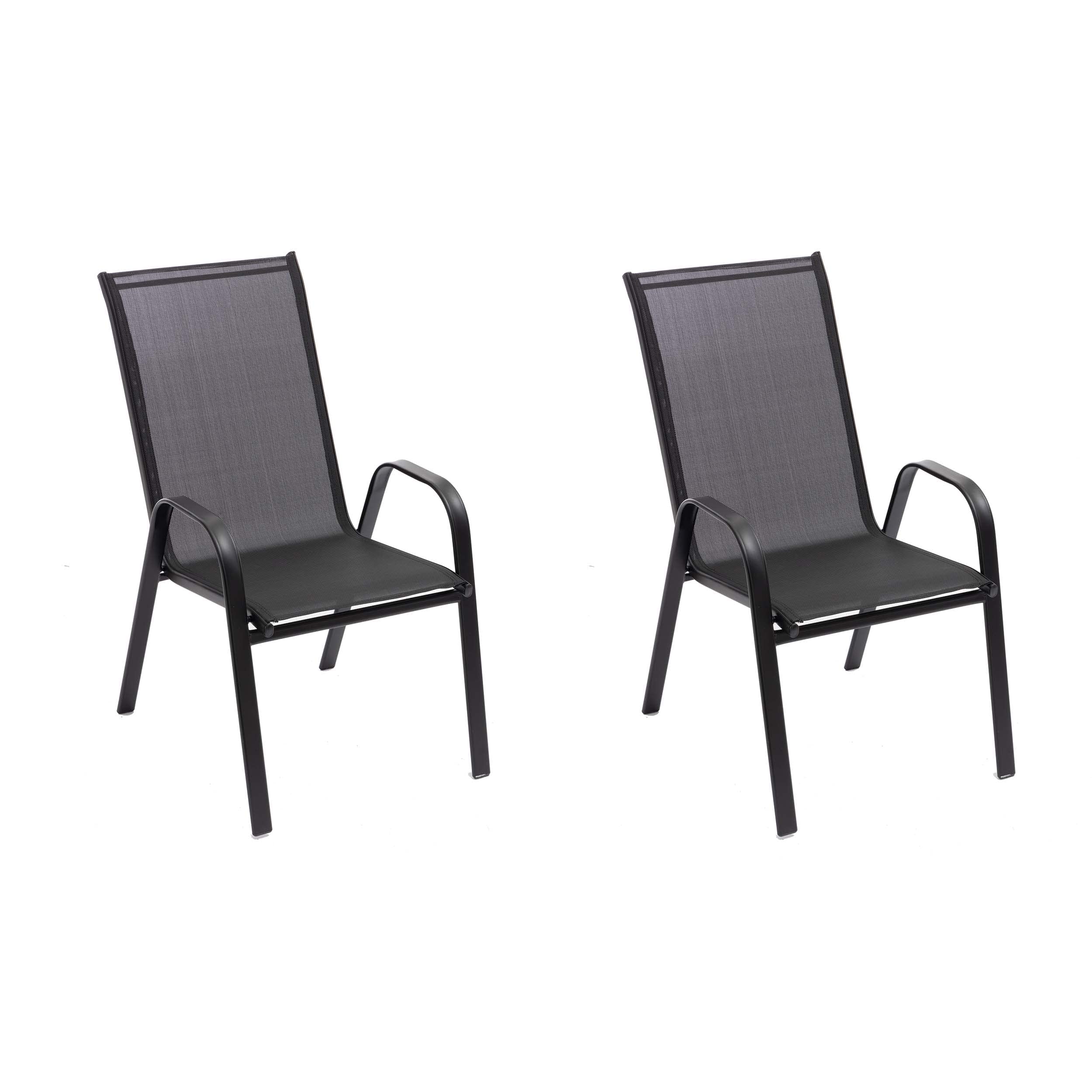 Baroni Home Set 2 Sedie Giardino Nero Metallo PVC 91x66x54 cm